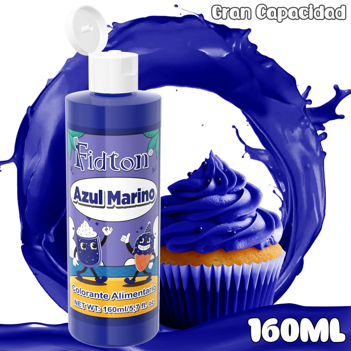 Colorante Alimentario 160ml - Gran Capacidad Colorantes Alimentarios Reposteria Altamente Concentrado para Decoración de Pasteles, Colorante Alimenticio para Fondant Colores, Donuts - Azul Marino — view 2