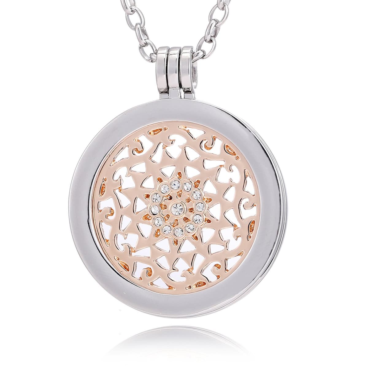 Morella Mujeres Collar 70 cm Acero Inoxidable y Colgante Amuleto Coin 33 mm en Bolsa para Joyas — view 12