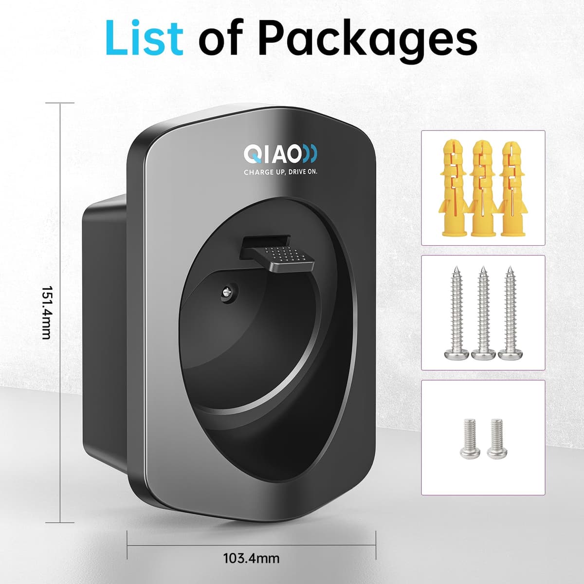 QIAO)) Type 2 EV Charger Holder, Wall Mount EV Charging Cable Organiser for Electric Car with Type 2 IEC 62196-2 Plugs, Wall Box Charging Cable Tidy Management for Indoor Outdoor Use — view 8