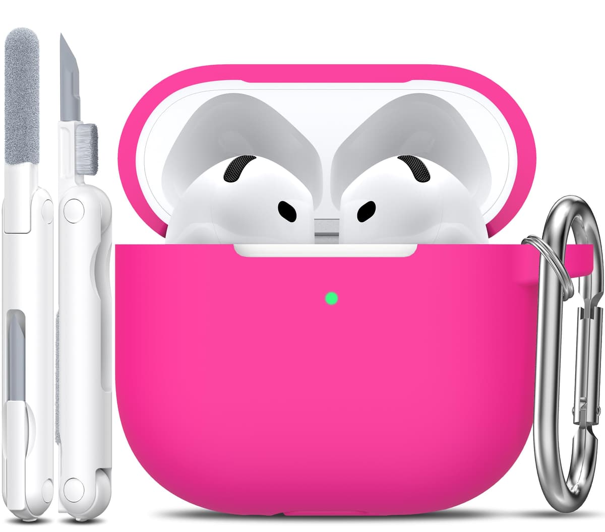 R-fun Funda para AirPods 4 con Kit de Limpieza, Case de Silicona Suave con Llavero, Funda Protectora Completa para Hombres y Mujeres, Compatible con Apple Latest Airpods 4th, Rojo — view 78