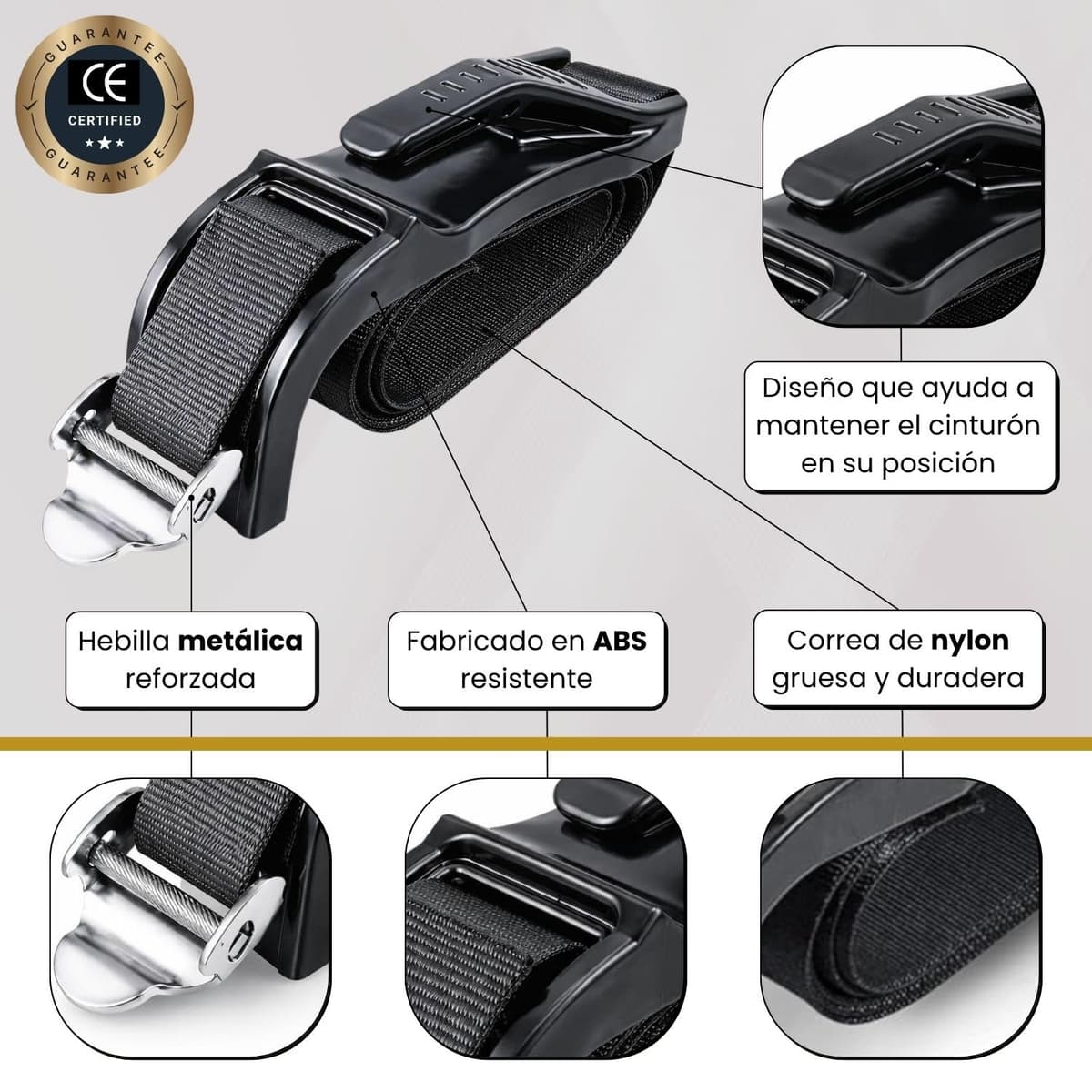 Adaptador de Cinturón Embarazada Coche Homologado | Accesorio Seguro con Hebilla Metálica | Incluye Hombrera Acolchada + Herramienta Multifunción + QR con Guías | Regalo Ideal para Premamás — view 2