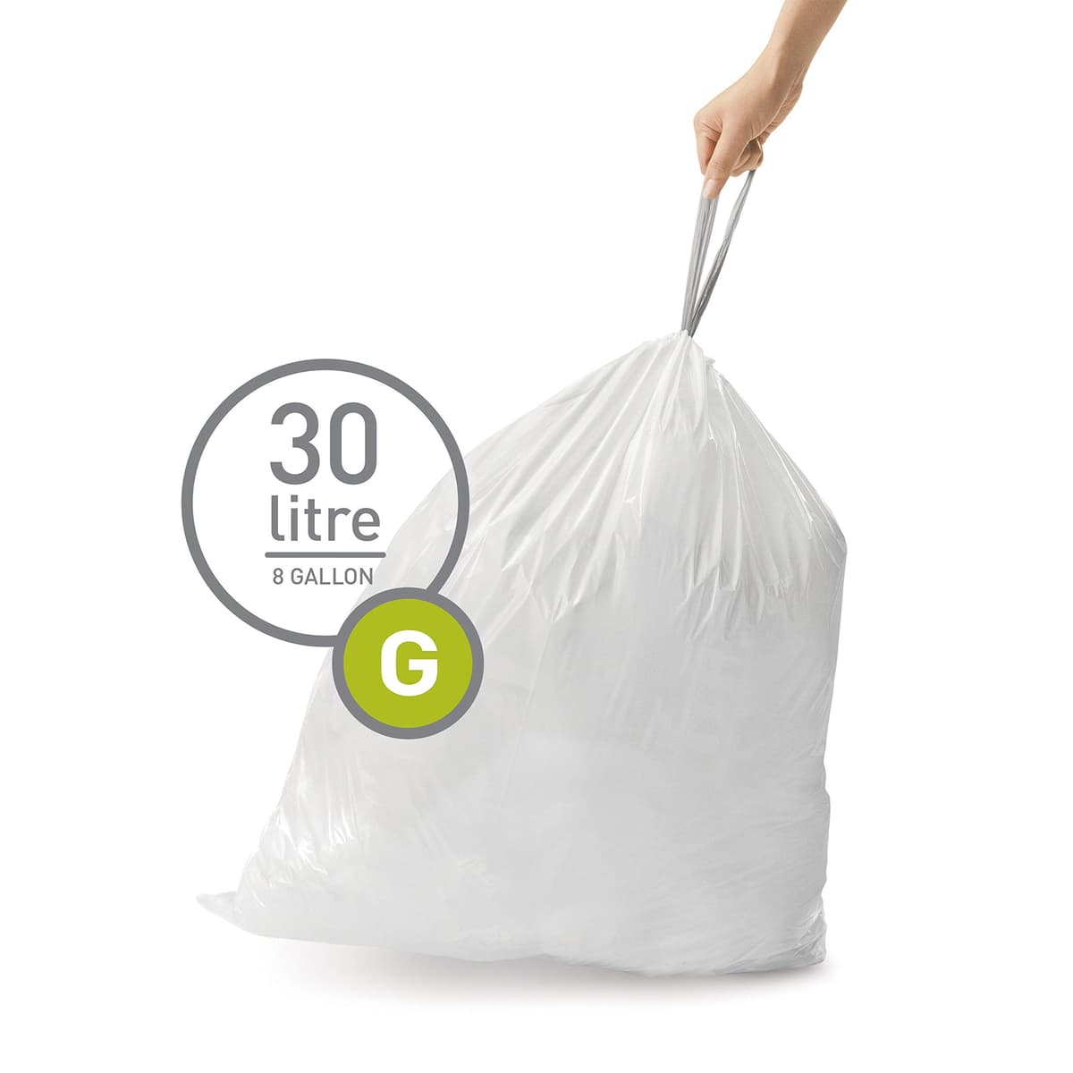 simplehuman CW0258 3 x paquete de 20 bolsas de basura a medida (60 bolsas), código H, plástico blanco — view 15