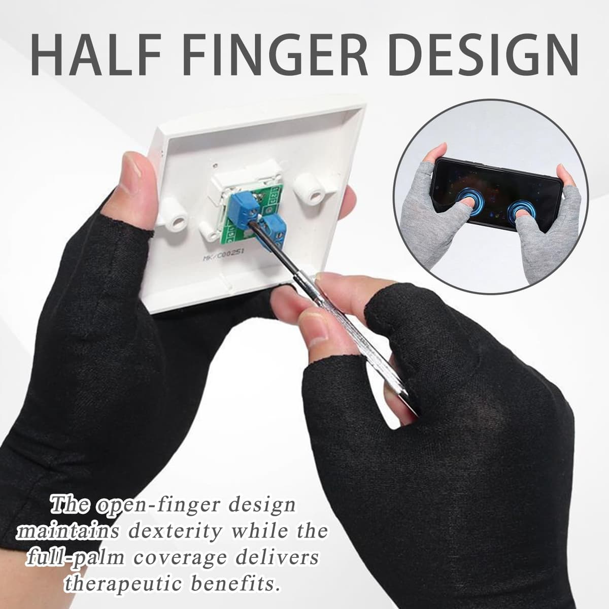 6 Pares Guantes de Algodon, Guantes Hidratantes sin Dedos, Guantes Finos de Algodón, para Manos Secas, SPA, Protección UV, para Inspección de Joyas, Manipulación de Monedas, Talla Única — view 3