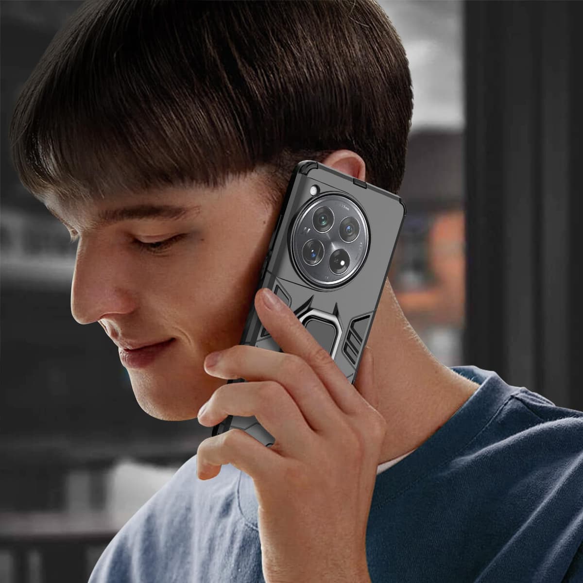 Funda para CMF Phone 2 Pro, Carcasa Antigolpes con Soporte anular metálico, Case Protectora de Grado Militar, Negro — view 1179