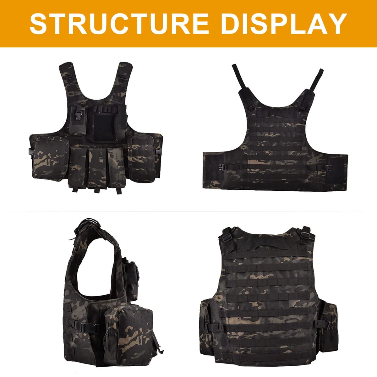 HUNTVP Chaleco Táctico Militar al Aire Libre Ajustable para Caza Airsoft Paintball CS Excursión Senderismo — view 4