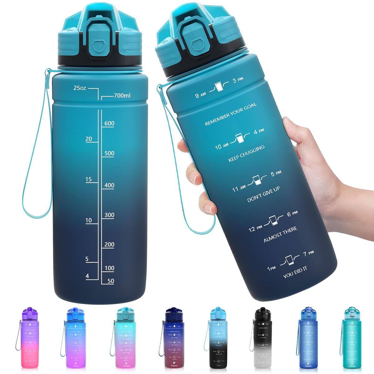 ZOUNICH Botella Agua Deporte, Botella Agua Niños sin BPA Reutilizable Plástico Tritan - 500 ml / 700 ml / 1 l, Cantimploras para Te con Filtro, para Infantil, Gimnasio, Bicicleta — view 49
