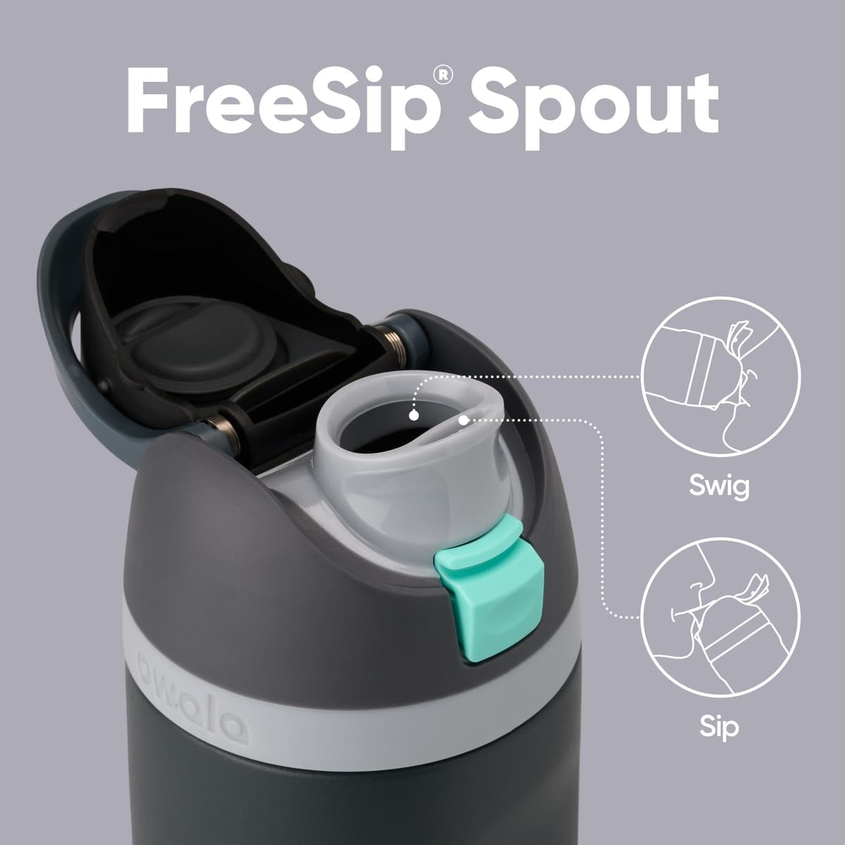 Owala FreeSip Insulated Stainless Steel Water Bottle with Straw for Sports and Travel, Leak Proof, BPA-Free, 710ml, Foggy Tide — view 4