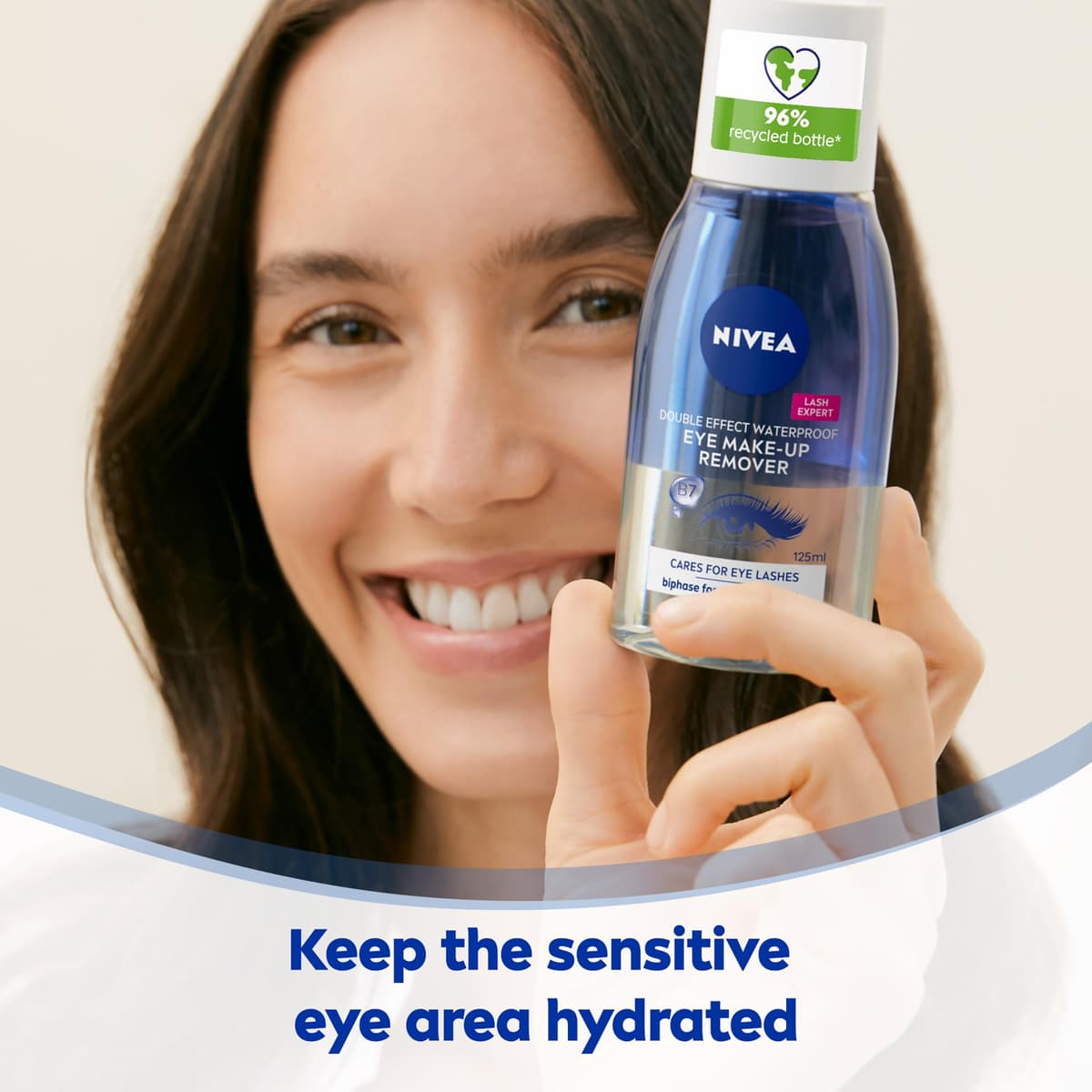 NIVEA Double Effect Waterproof Eye Make-Up Remover (125ml), Daily Use Face Cleanser for Make-Up and Mascara with Cornflower Extract and Biotin — view 3