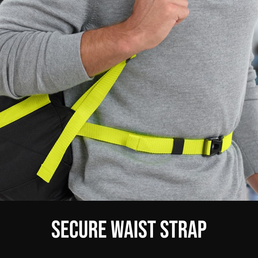 GORILLA GRIP Tear and Water Resistant Padded Car Seat Travel Bag for Airplane and Airport, Universal Fit Baby Carseat Bags, Holds Up to 50lbs, Handle & Shoulder Straps, Air Gate Check Carrier, Yellow — view 8