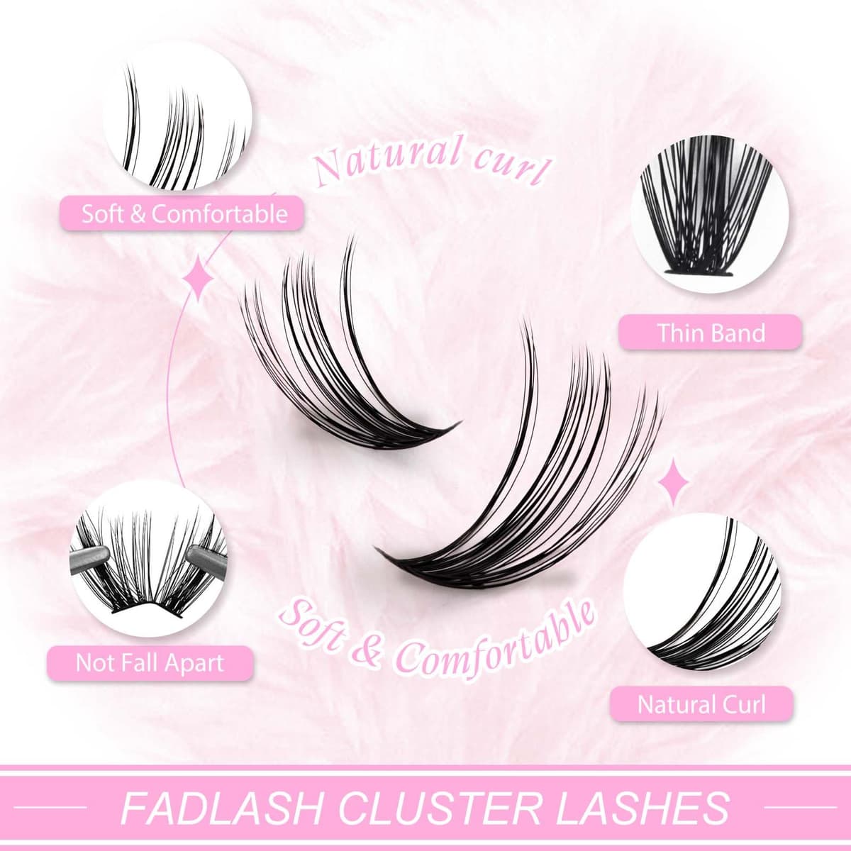 FADLASH 280pcs Extensiones Pestañas Postizas Individuales 40D Cluster Lashes 0.07mm Rizo D Mix 8-16mm Volumen Ruso Pestañas Racimo — view 4