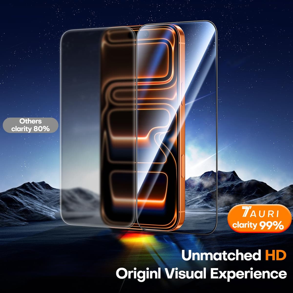 TAURI Designed for iPhone 17 Pro Max Screen Protector, 2 Pack 9H+ Tempered Glass Film + 1 Dust Free Installation Tool, [Military-Grade Shatterproof] Anti-scratch No Dust No Bubbles — view 2