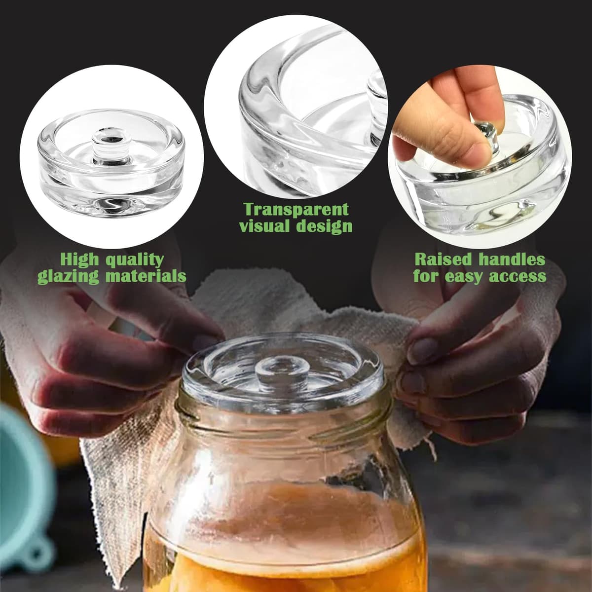 KORVORIA 2 Piezas Pesas de Fermentación, Pesos de 7 cm de Diámetro para Fermentar, para Fermentar Chucrut Kimchi — view 3