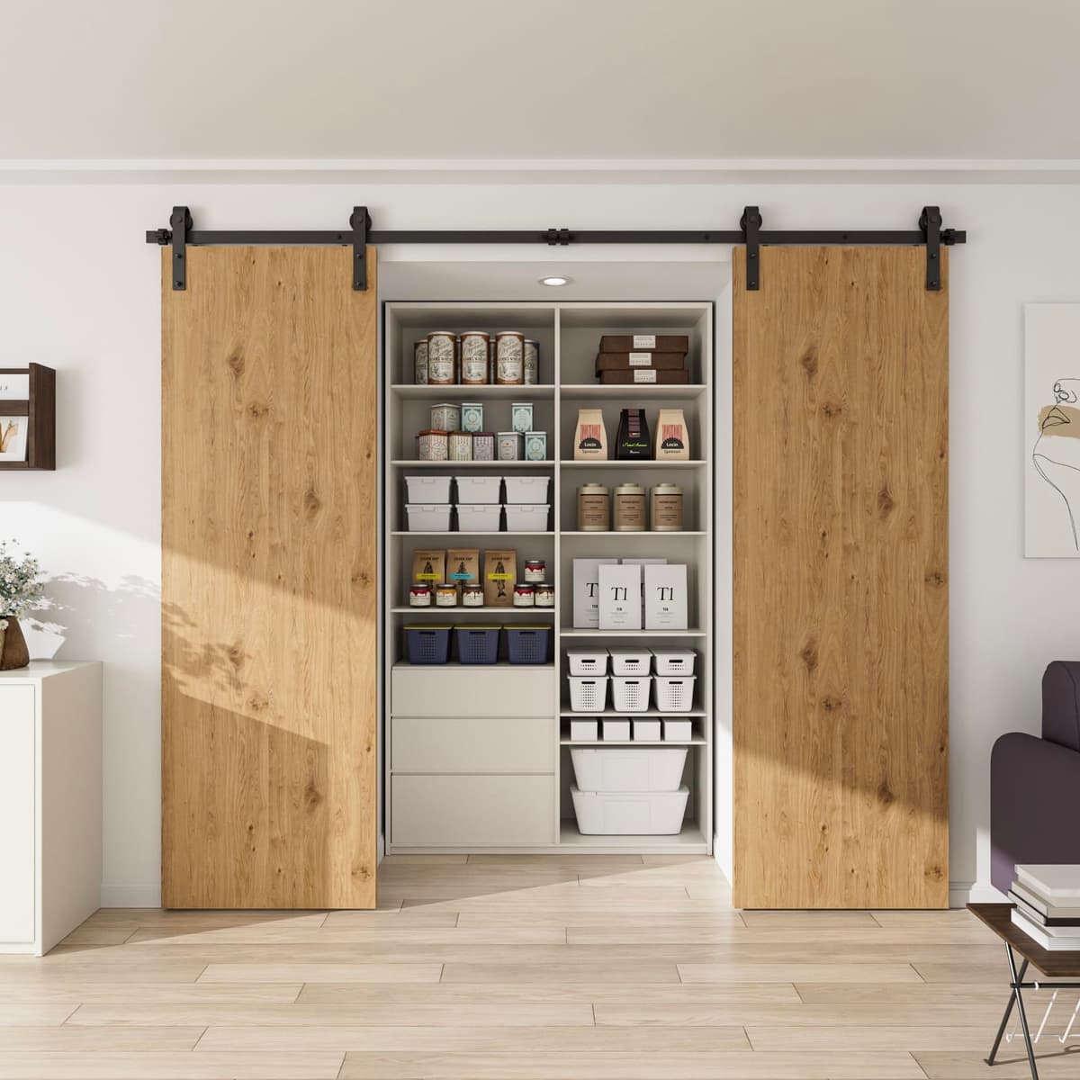 Kit de herrajes para puerta corredera de madera de granero de 335 cm para puertas dobles — view 2