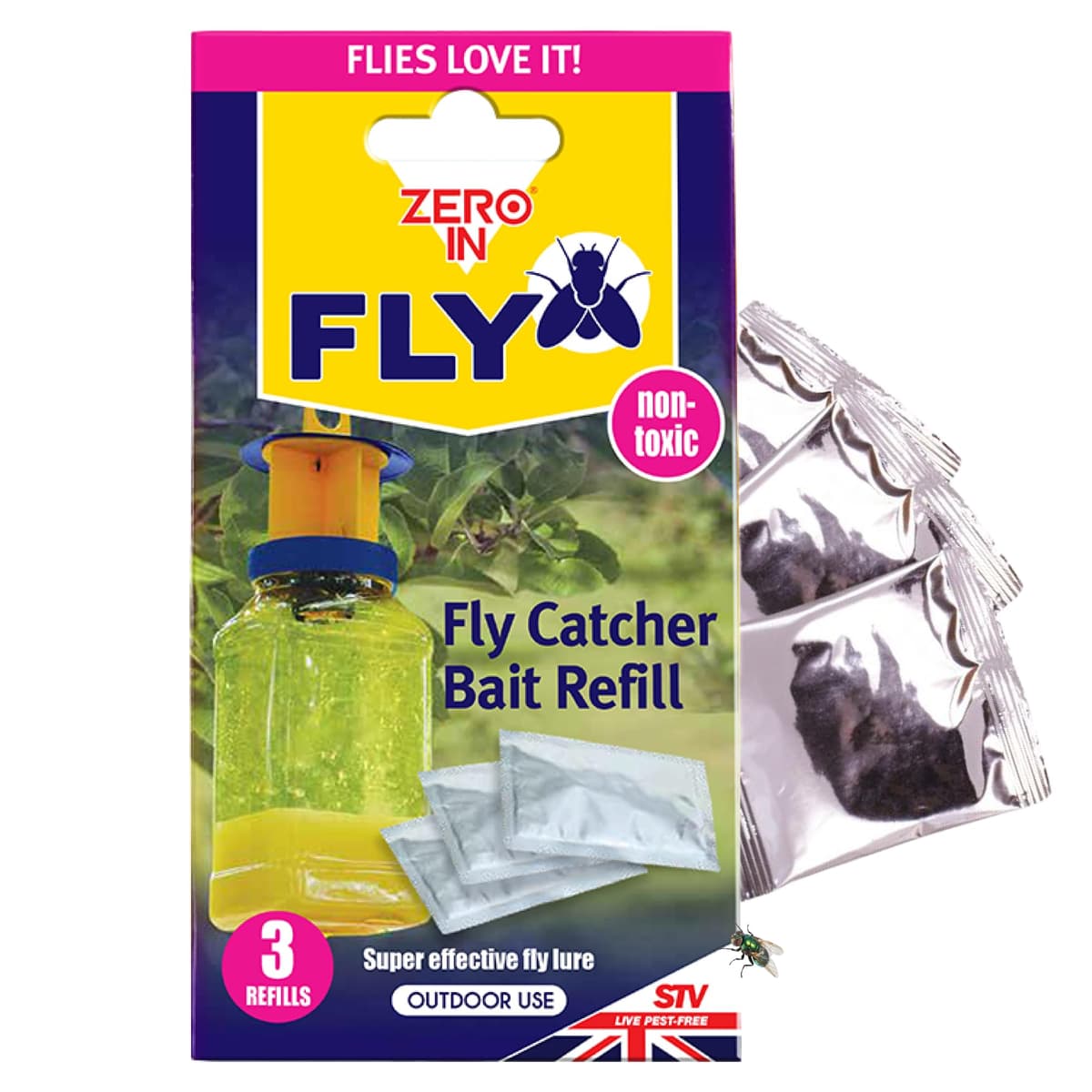 Zero In Outdoor Fly Trap - Ready-Baited Fly Catcher, Twin Pack - Non-Toxic, Insect Trap to Attract & Trap Bugs - Suitable for Garden & Outdoor Use, Lasts up to 2-3 Weeks — view 2