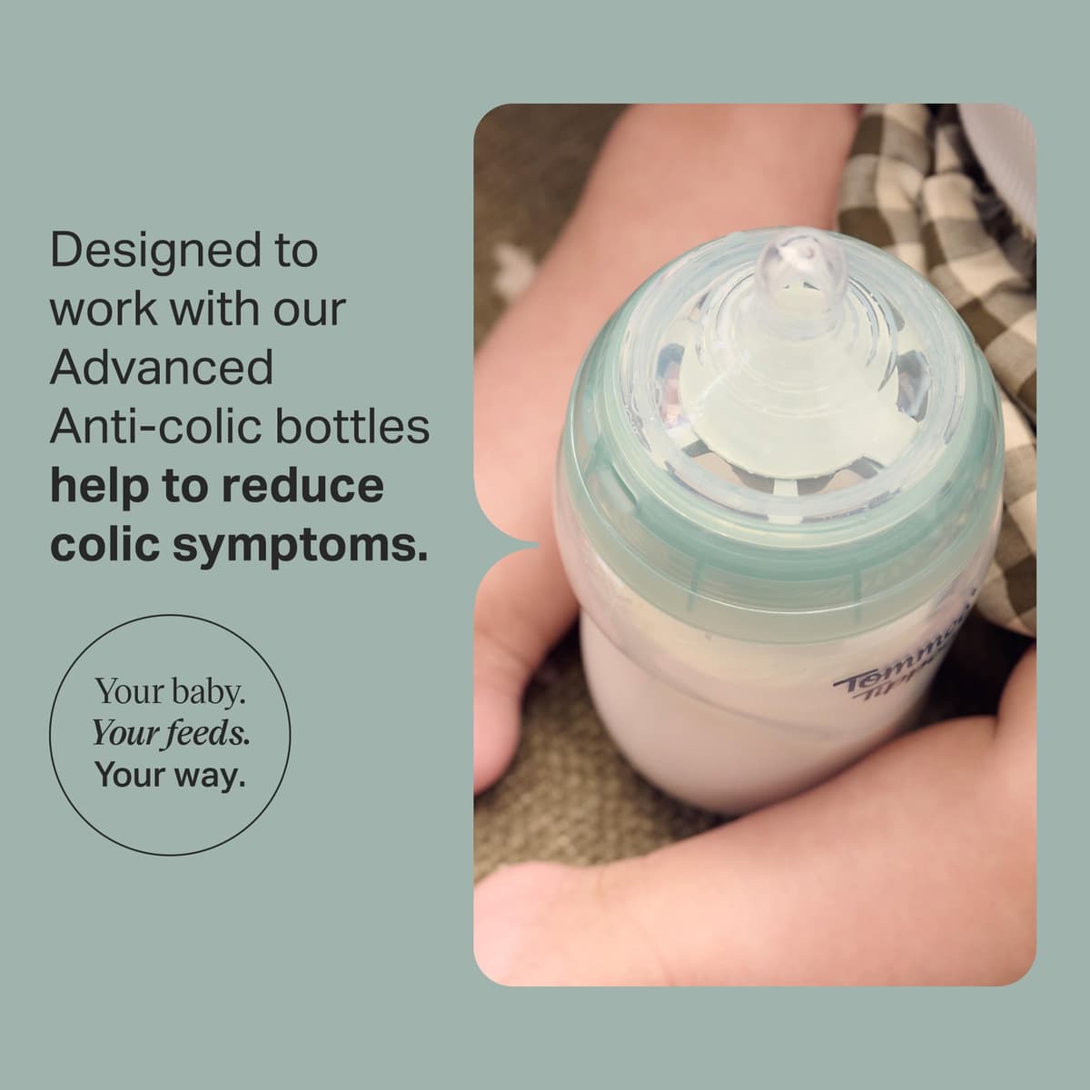 Tommee Tippee Advanced Anti-Colic Baby Bottle Teats, Medium Flow for 3m+, Pack of 2 Breast-Like Teats for a Natural Latch, BPA Free Soft Silicone — view 3
