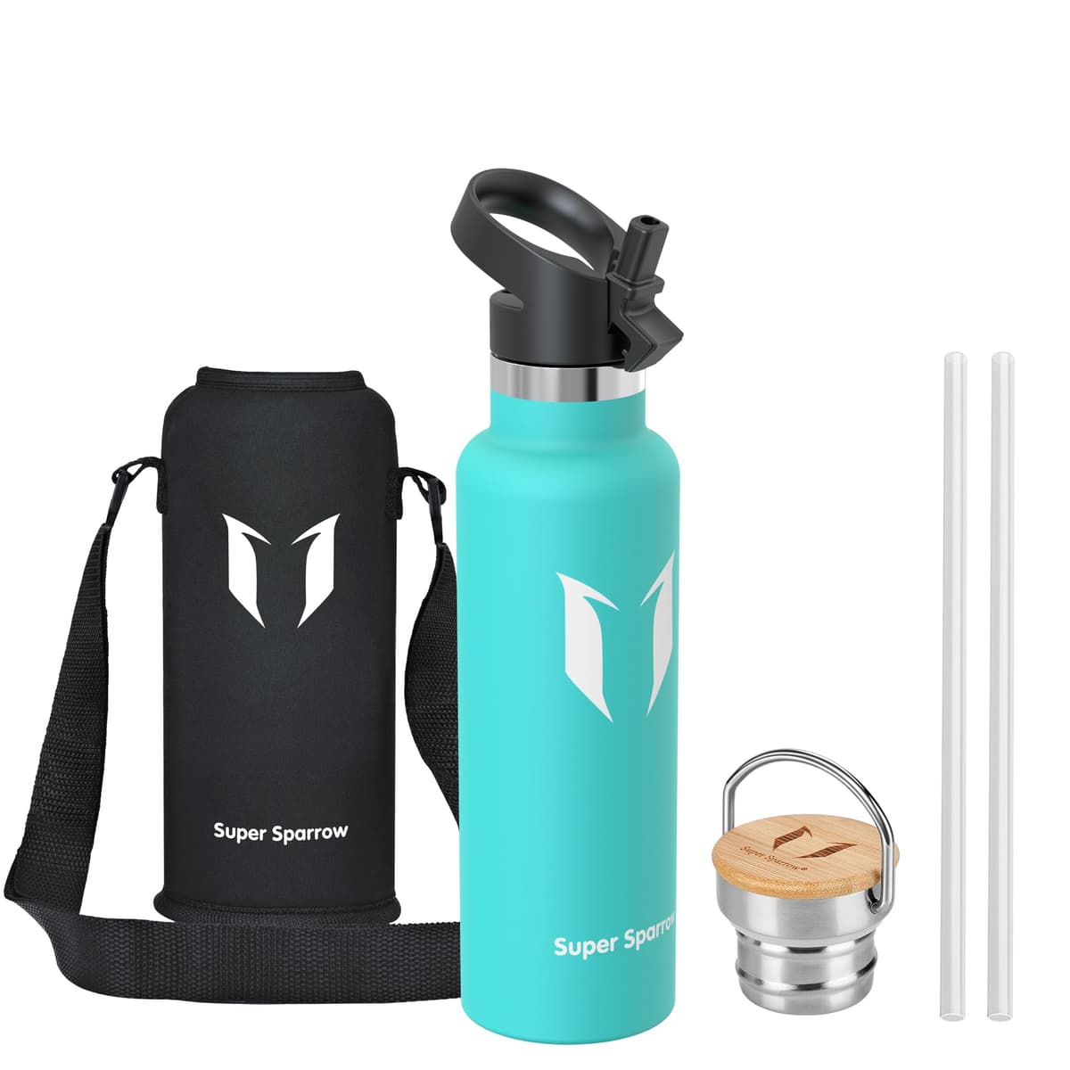 Super Sparrow Botella Agua Acero Inoxidable - Botella Agua Niños - 500ml/750ml/1L - Botella Termica Boca Estándar - Sin BPA, para Niños & Adultos, Deporte, Oficina, Yoga, Ciclismo