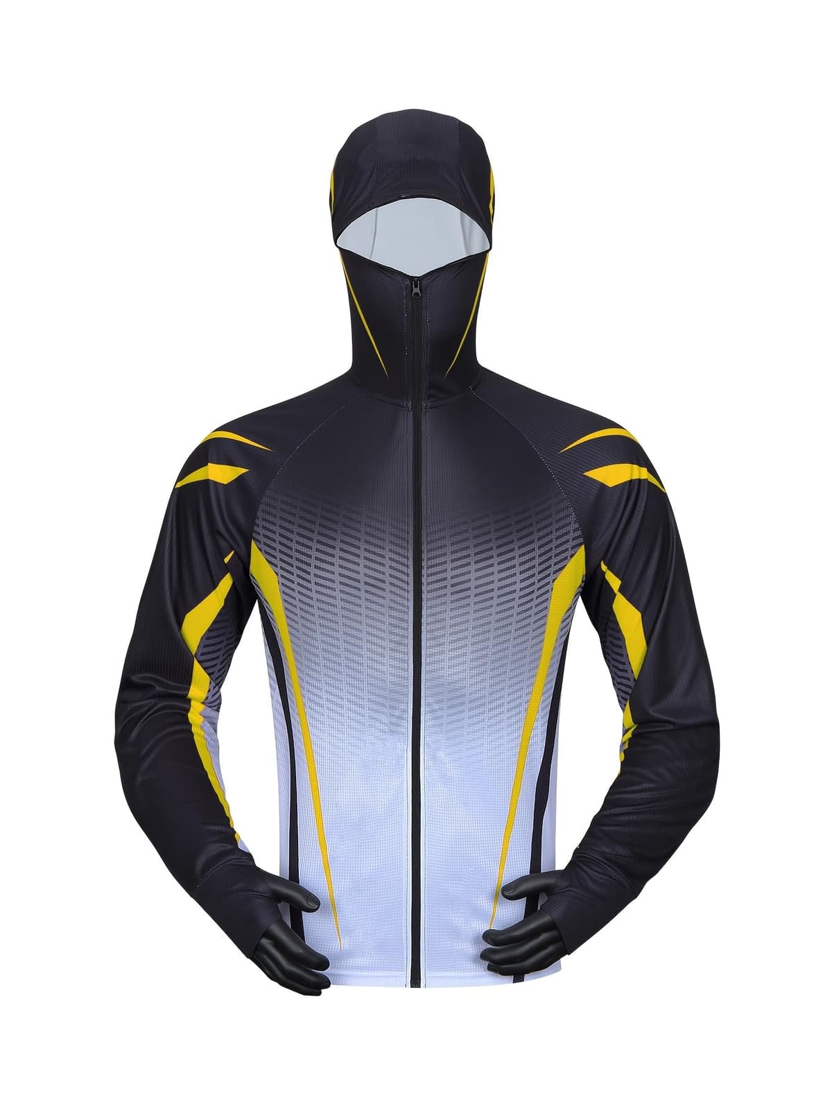Chaqueta deportiva con capucha para hombre, cortavientos con cremallera completa, con agujeros para el pulgar, elegante diseño degradado — view 5