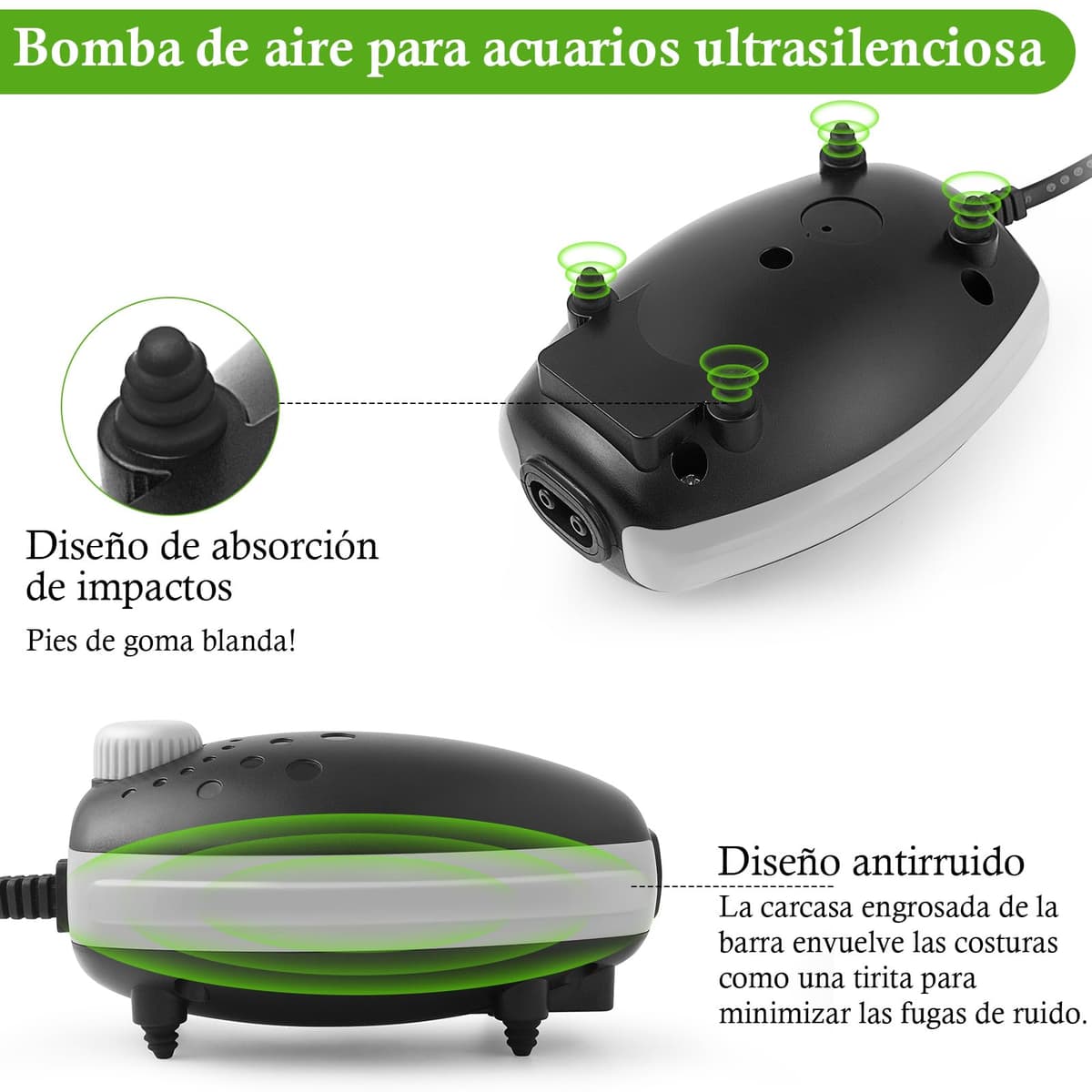 FEDOUR 3W Doble Salida Bomba Aire Acuario para pecera, Bomba de Aire silenciosade hasta 400L — view 5