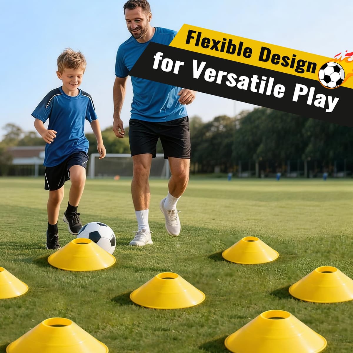 Kit Entrenamiento Futbol Juego Escalera de Agilidad 6 m 12 Peldaños con 12 Conos, 4 Estacas, Paracaídas en Marcha, Fútbol Kick Throw Trainer para Niños y Adulto para Entrenamiento — view 4