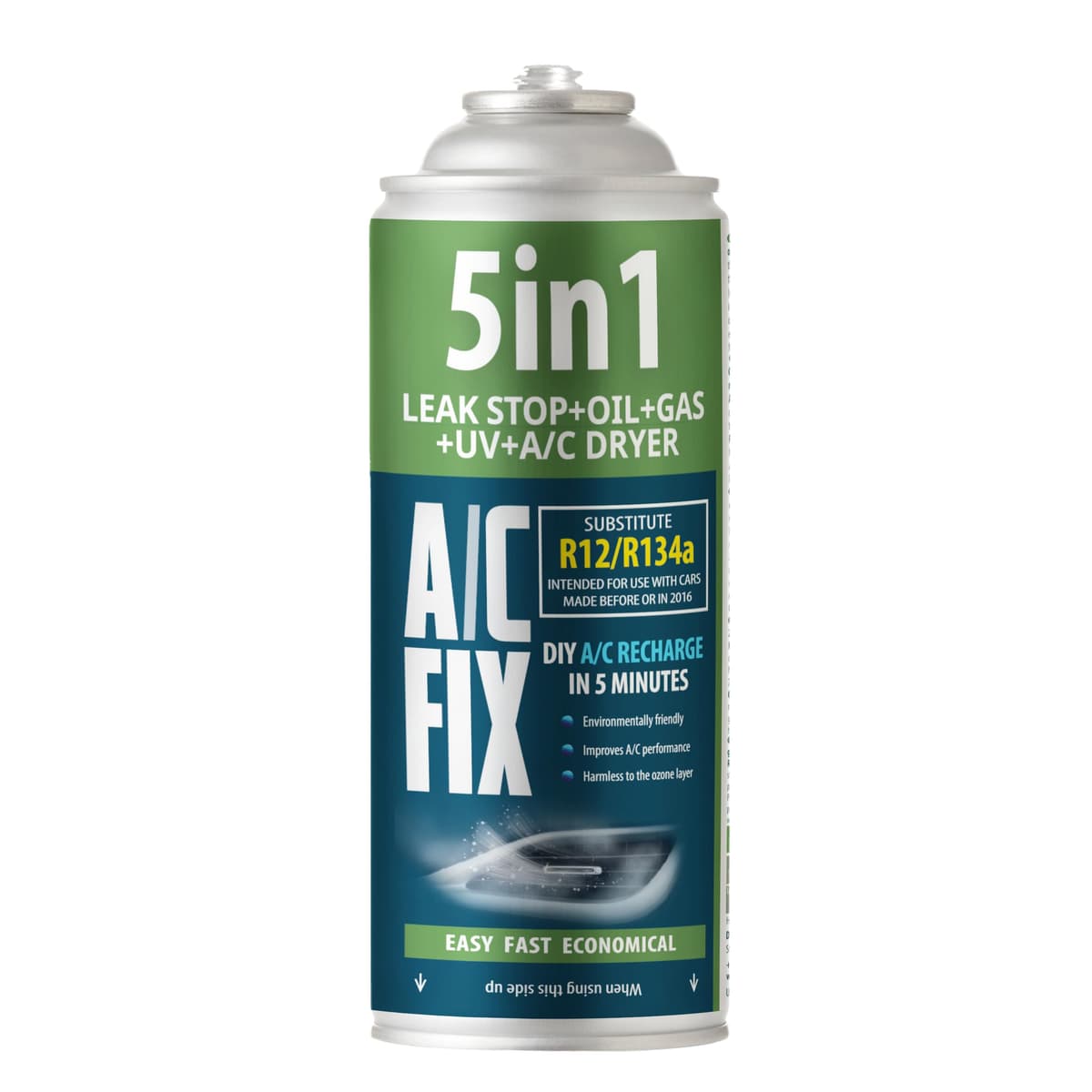 AC FIX 5-in-1 – R134a + R134a XL 470g Refrigerant for Car Air Conditioning with Oil, Sealant, UV Dye, Desiccant – Quick Application – Protects the Compressor — view 3