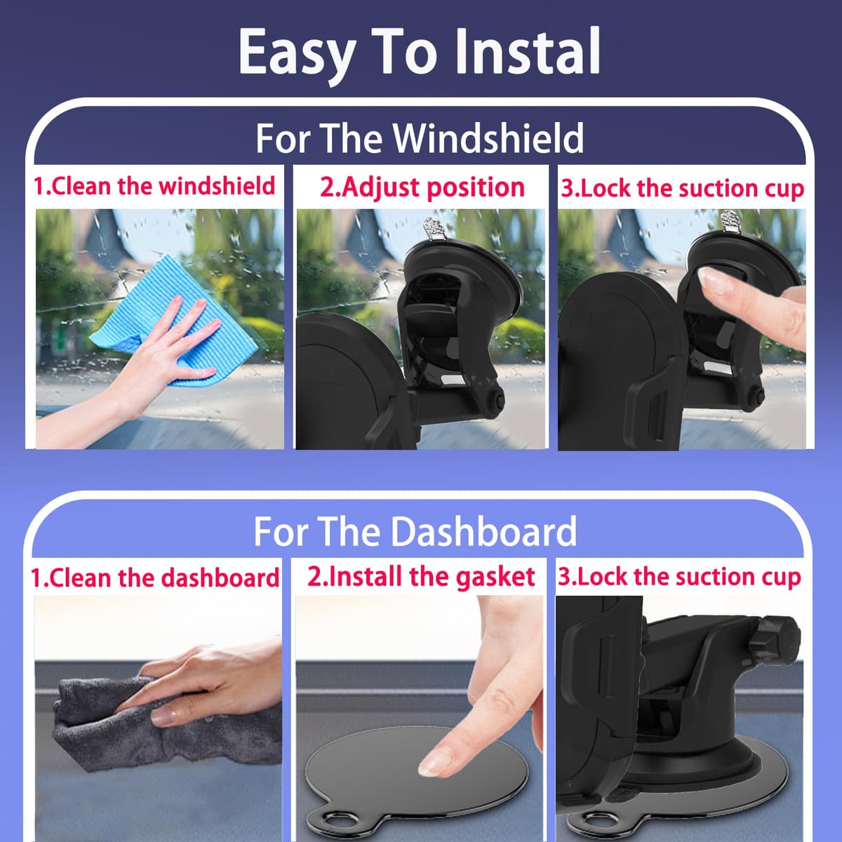 ANCOOLE Car Phone Holder [Strong Suction Cup] Long Arm for Car Windshield Dashboard, Compatible with iPhone 17/16/15/14/13, Samsung Galaxy S25 24 and More — view 3