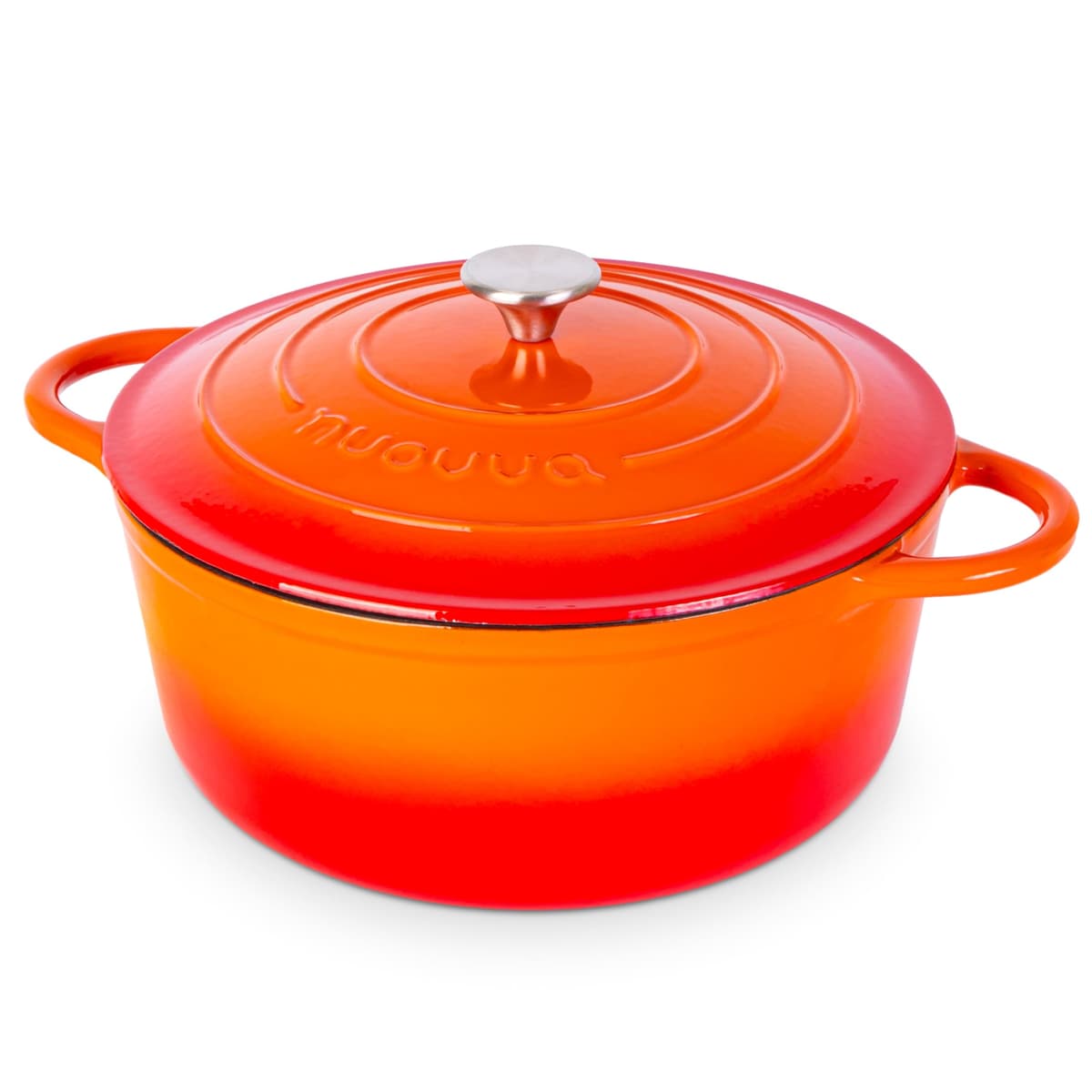 Nuovva Enamelled Cast Iron Dutch Oven Pot with Lid – 5 Quart Casserole Dish – Ceramic Dutch Oven for Bread Baking, Roasting, Braising & Stews – Oven Safe up to 500°F – 24cm Orange — view 32
