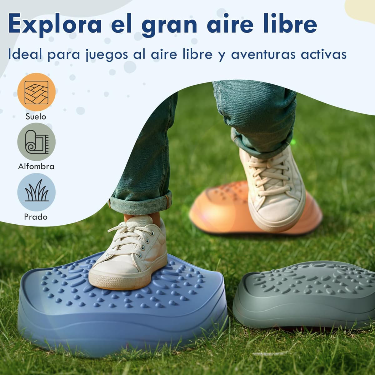 Lehoo Castle Piedras de Equilibrio para Niños,6 pcs Antideslizante Piedras de Paso para Niños, Juego de Equilibrio Exterior, Desarrollo Sensorial y Coordinación, Curso de Obstáculos — view 4