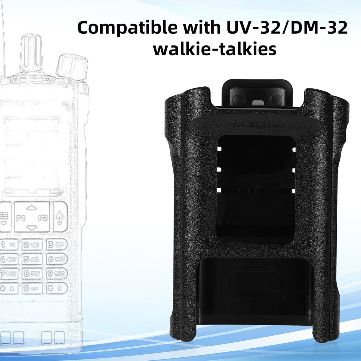 Radio Holster Case for Baofeng DM32/UV32, Walkie Talkie Belt Holder with Clip Duty Belt Accessories for Outdoor Camping Travel Storage — view 3