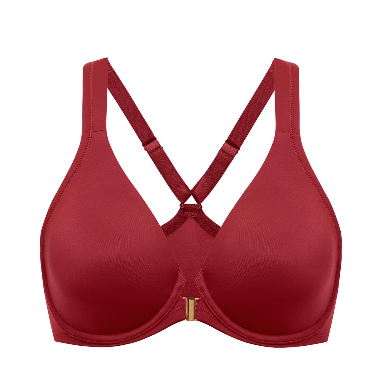 Delimira Women's Front Fastening Bras Seamless Unlined Racer Back Plus Size Underwired Plunge Bra — view 22