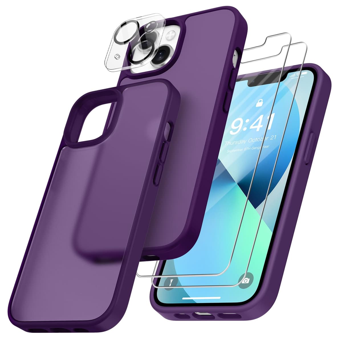 FLLAO 4 en 1 Funda para iPhone 15 con 2 Protector Pantalla y 1 Protector Lente Cámara, [Almohadilla de Aire integrada] Antigolpes Antiarañazos Carcasa 6,1 Pulgadas, Transparente — view 10