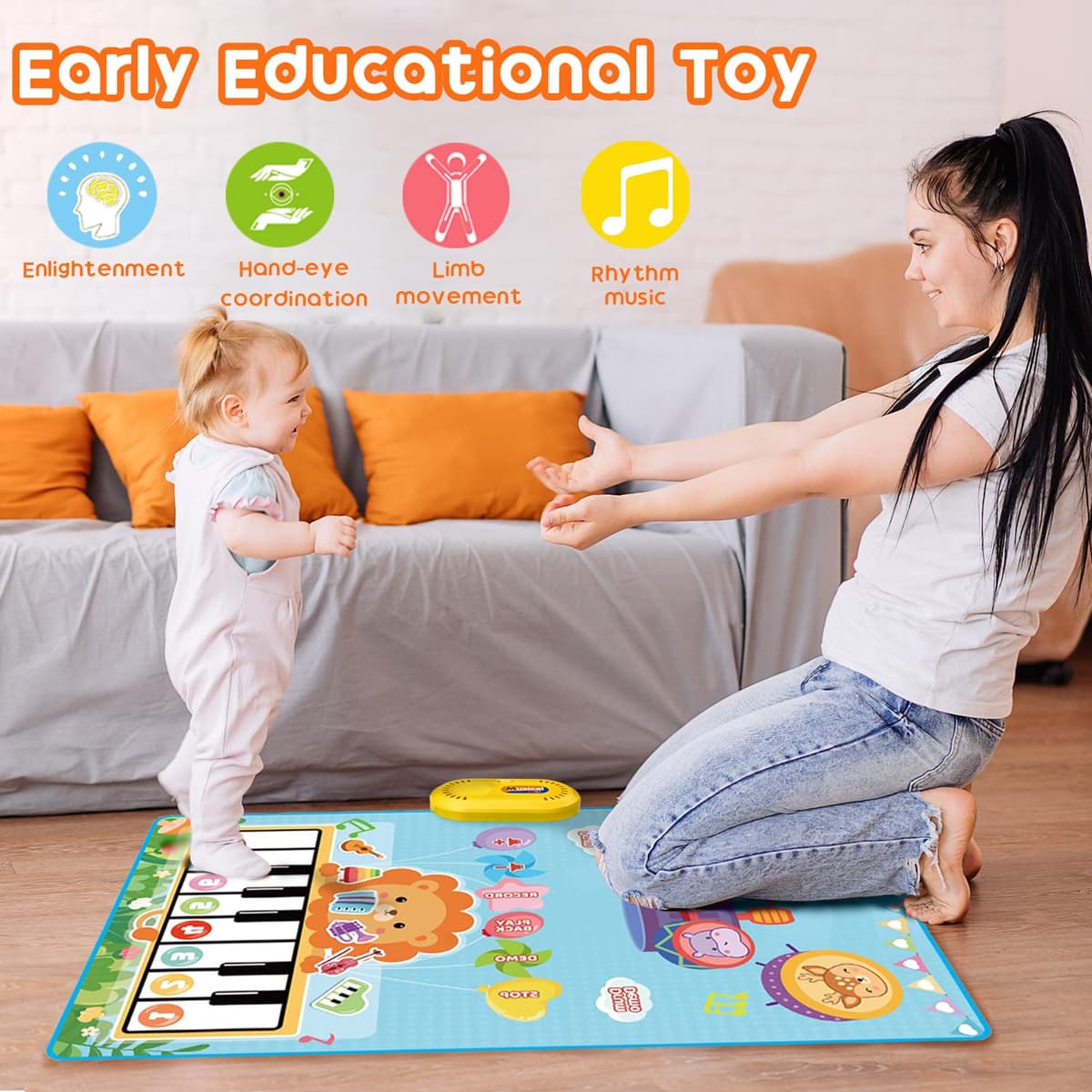 Lobyoh Juguetes para Bebés 1 Año, 2 en 1 Alfombra Musical Juguete de Tambor para Pequeños, Regalos Educativos para Niños Niñas 1 2 3 4 5 Años — view 5