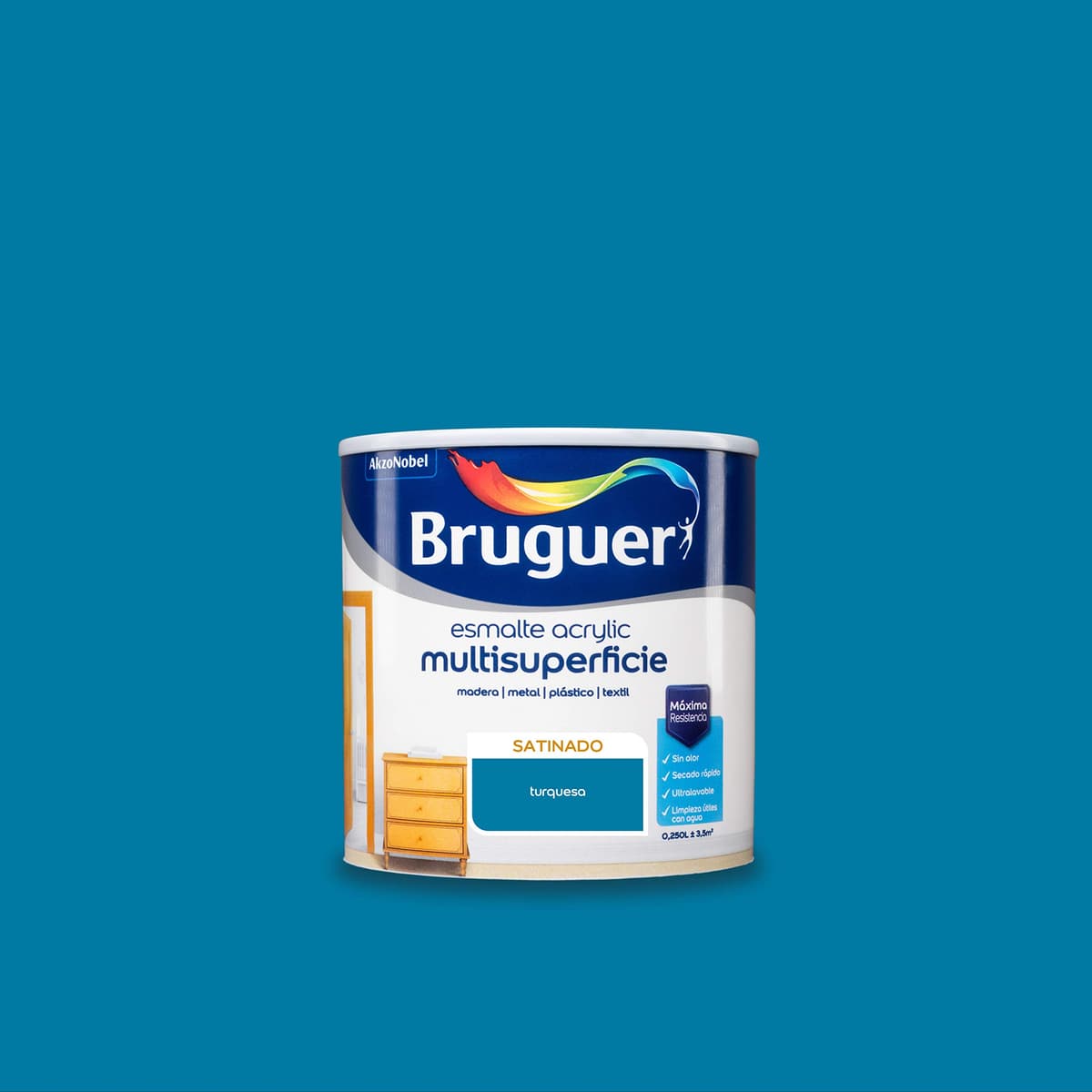 Bruguer Acrylic Multisuperficie Esmalte al agua Satinado - Pintura 750 mL, Blanco Permanente — view 105