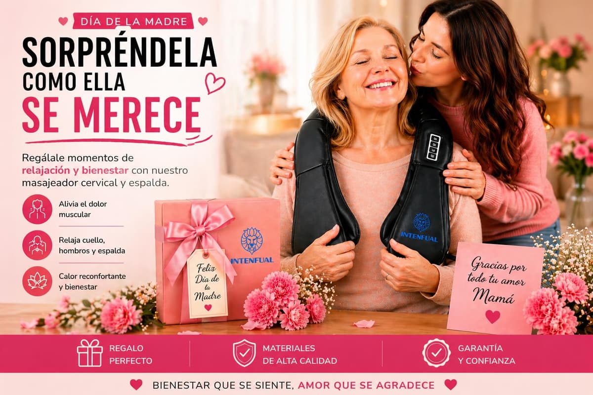 Masajeador Cervical y Espalda Shiatsu con Calor, Masajeador de Cuello, Hombros y Lumbar con 2 Nodos Rotatorios y 4 Cabezales, 3 Intensidades, Masaje Profundo 3D, Uso en Casa y Coche (No Inalámbrico) — view 2