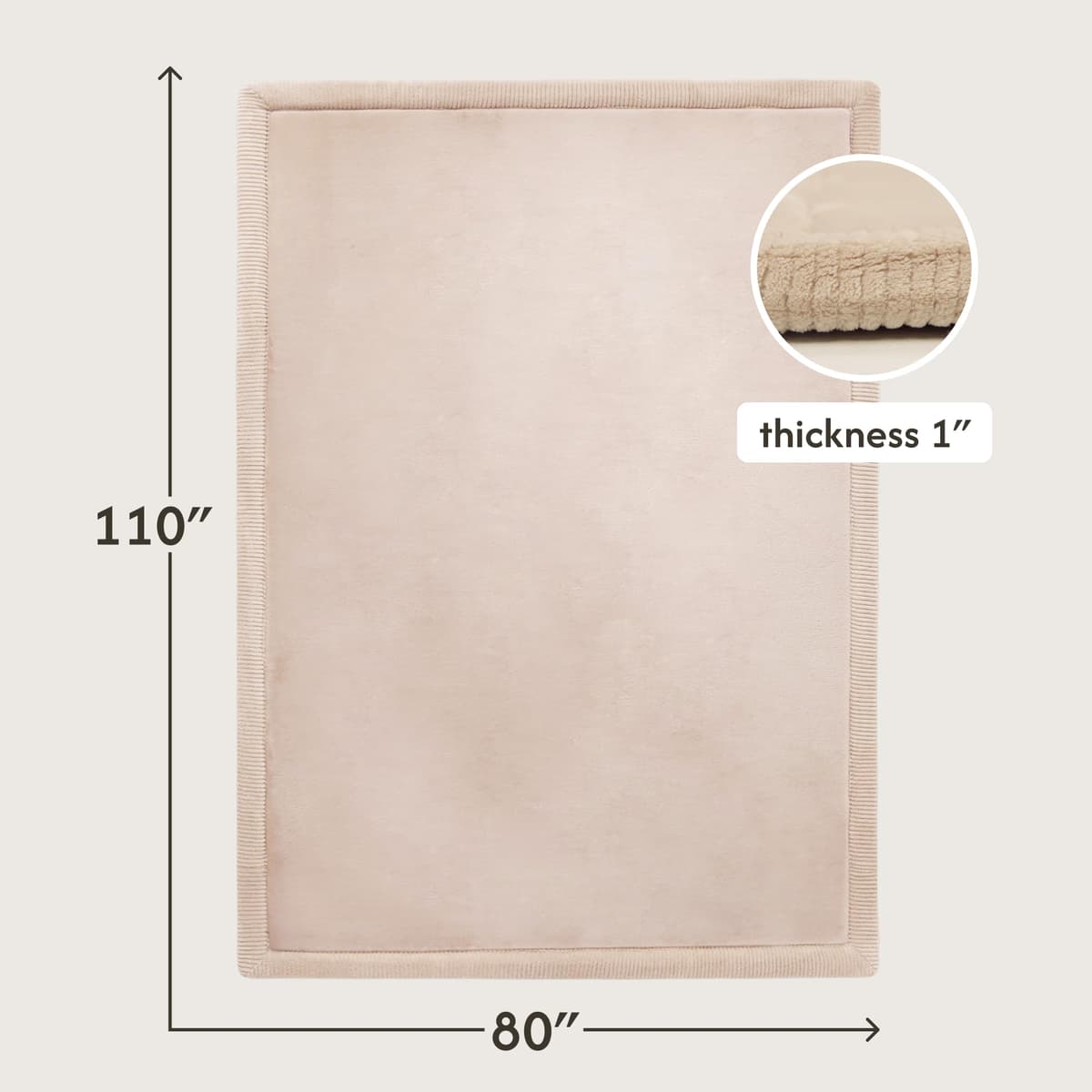 Colchoneta Manta Juegos Bebe 280x200x2,5cm, Beige – Tapete Infantil con Memory Foam Manta de Juegos Bebe Antideslizante, Tatami Bebe, Suelos Infantiles — view 2