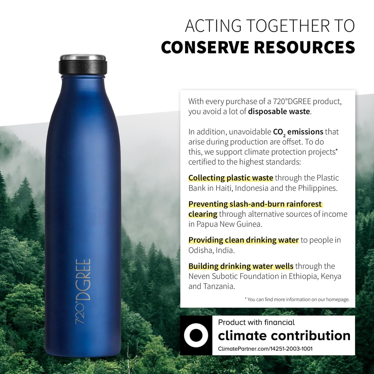 720°DGREE Botella Agua Acero Inoxidable “milkyBottle“ – 1litro - Sin BPA Free, Antigoteo y Prueba de Fugas - Frasco térmico, Cantimplora Aislada - Bebida con Gas, Deporte, Escuela, Gimnasio Exteriore — view 4