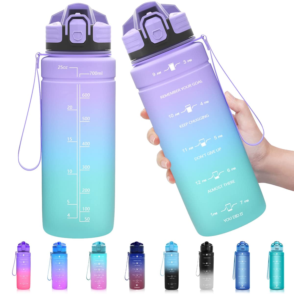 ZOUNICH Botella Agua Deporte, Botella Agua Niños sin BPA Reutilizable Plástico Tritan - 500 ml / 700 ml / 1 l, Cantimploras para Te con Filtro, para Infantil, Gimnasio, Bicicleta — view 38