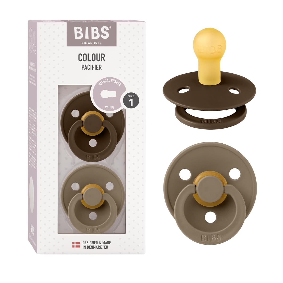 BIBS Colour Soother 2-Pack, BPA Free Dummy Pacifier, Round Nipple. Natural Rubber Latex, Size 2 (6-18 Months), Sky Blue/Steel Blue — view 82