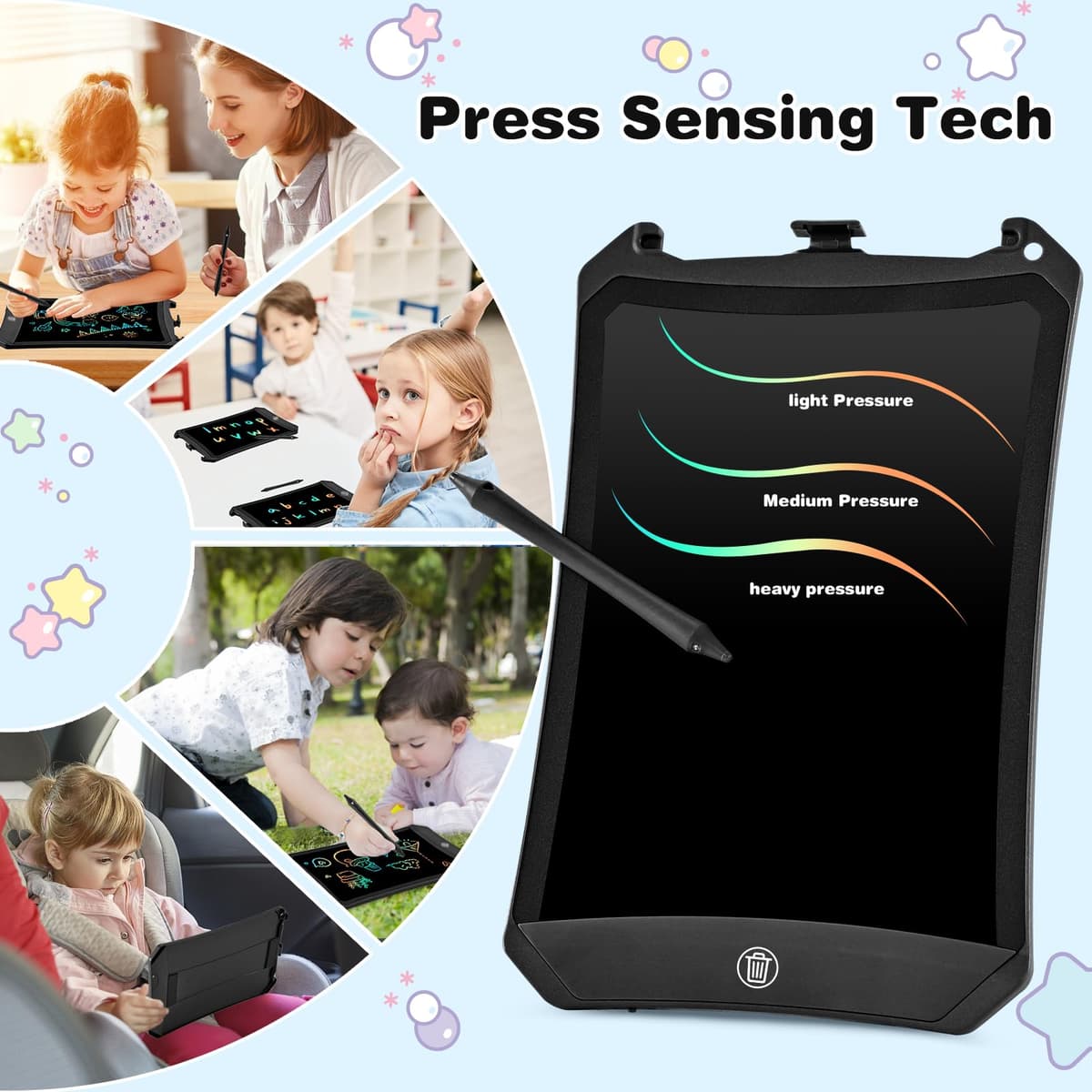 Juguetes Niños Cuentos Infantiles 2 3 4 5 6 7 8 Años,PINKCAT Pizarra LCD 8,5 Pulgadas Regalos Cumpleaños Niños Colegio Juegos de Viaje Puzzle Niño Juegos Educativa Tablet Criança — view 4