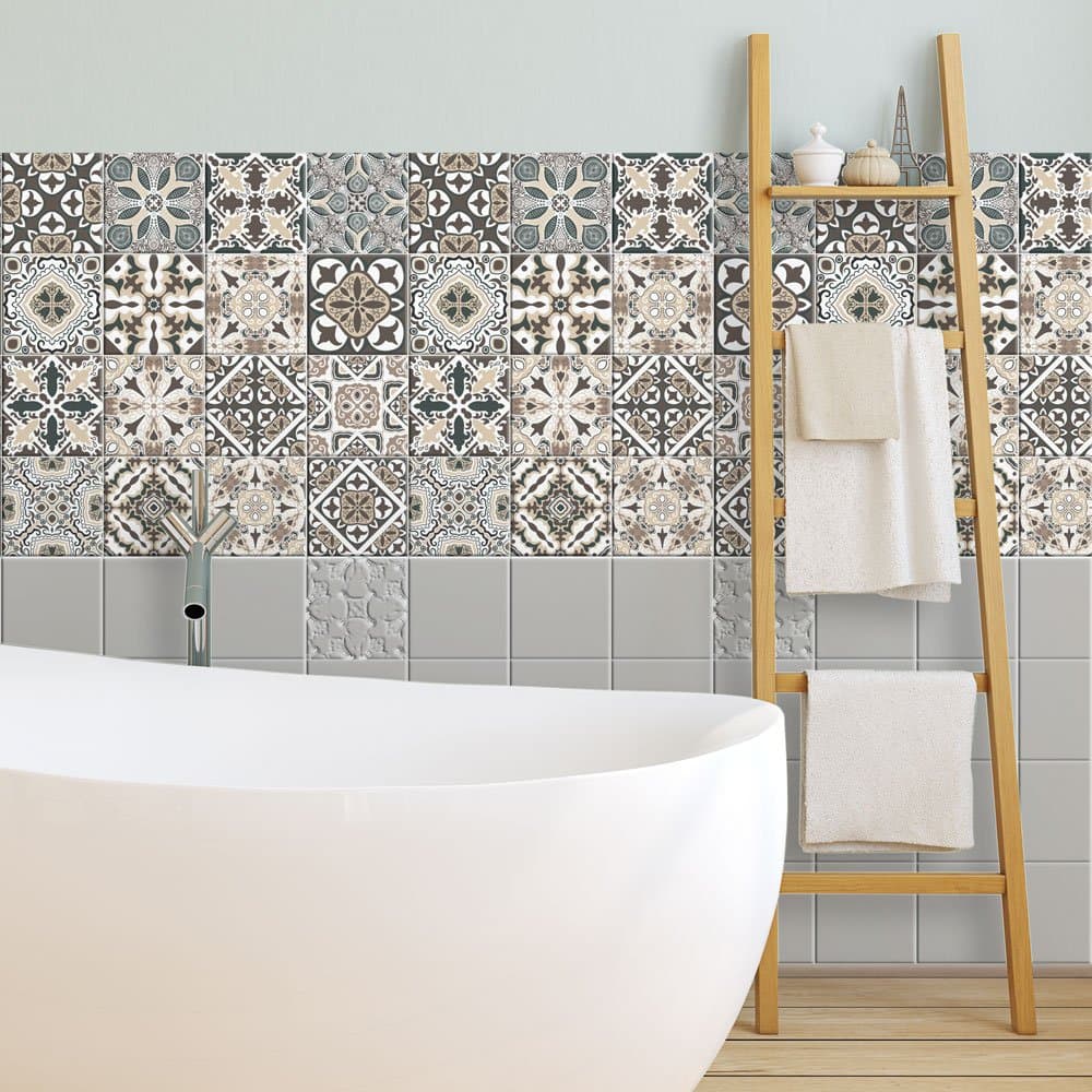 RE-COVERTILES - Pegatinas Azulejos Cocina y Baño Stickers de PVC Impermeables Antiarañazos Decoración de Pared Baldosas Peel and Stick - Modelo 24 Pzas 10x10 cm PS00179 Made in Italy — view 9