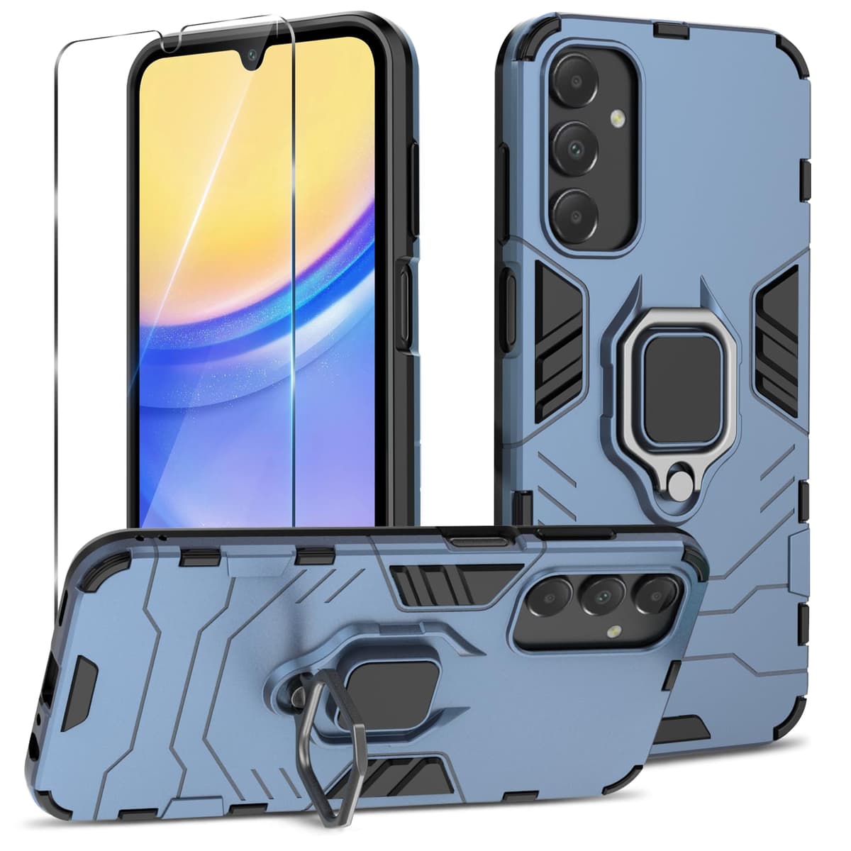 Funda para CMF Phone 2 Pro, Carcasa Antigolpes con Soporte anular metálico, Case Protectora de Grado Militar, Negro — view 98