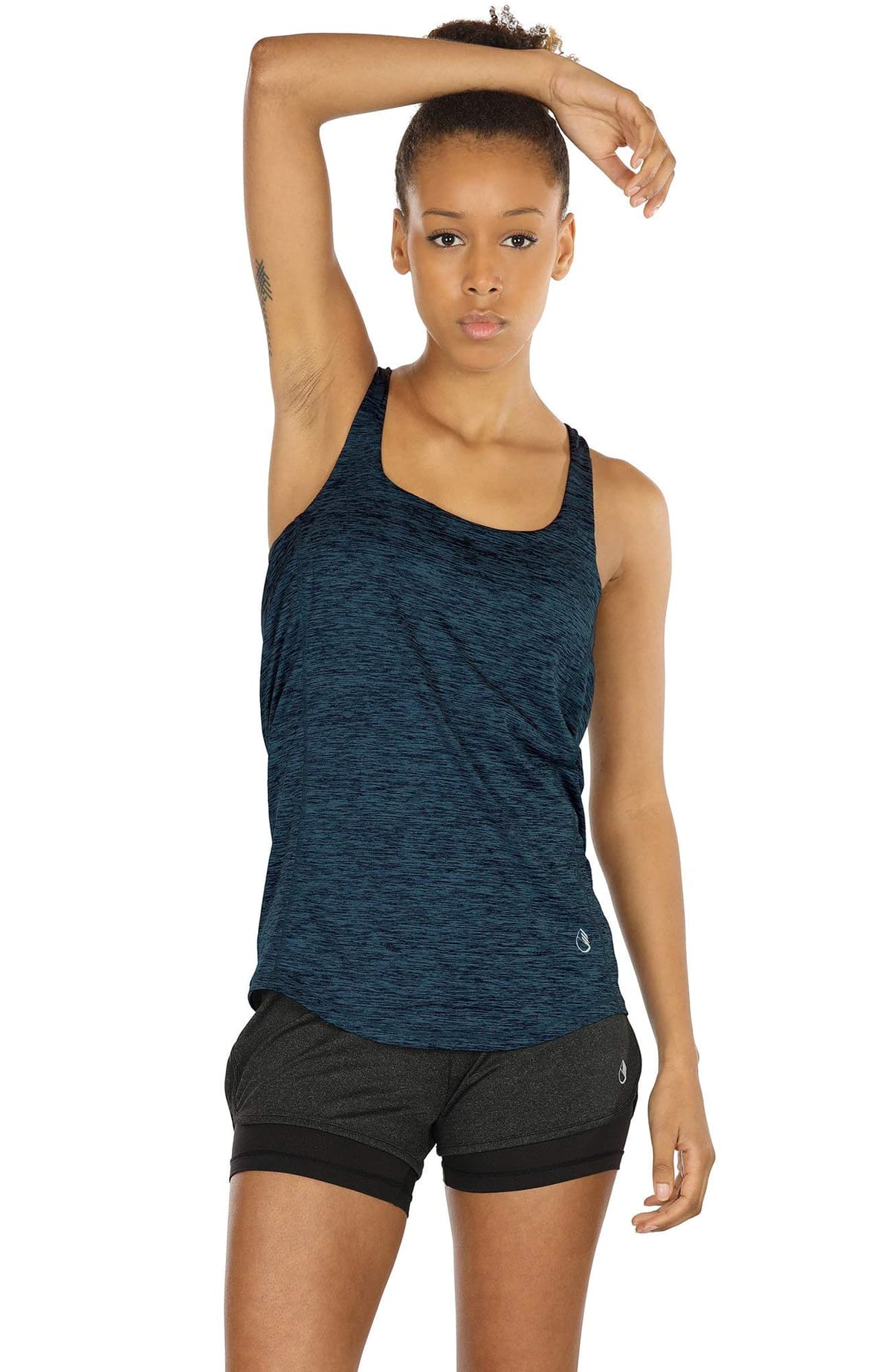 icyzone Camiseta sin mangas de entrenamiento para mujer, brasier integrado, camiseta deportiva de yoga con tirantes, camiseta deportiva para gimnasio — view 2