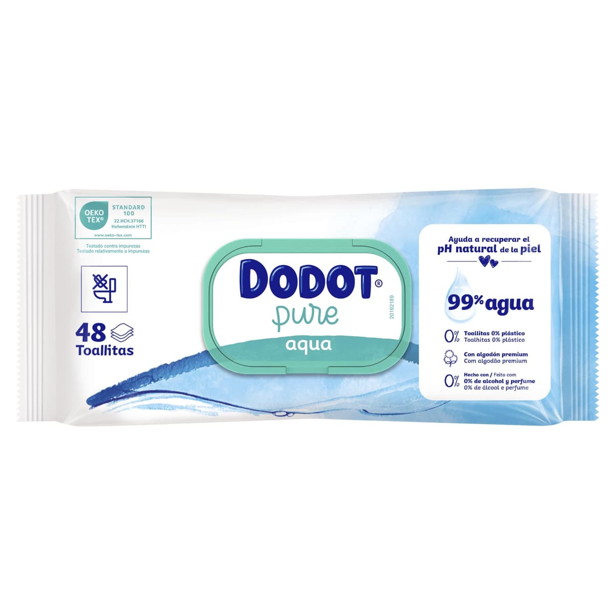 Dodot Toallitas Pure Aqua Para Bebé, 672 Toallitas (14 Pack De 48 Unidades), Ayuda A Restaurar El PH Natural De La Piel, 99% Agua, Sin plástico — view 7
