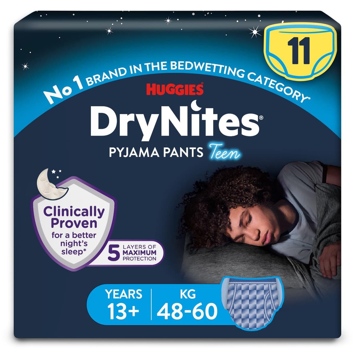 HUGGIES DryNites, Pyjama Pants, Boys 13+ Years (48-60KG), 33 x Bedwetting Pants, Up to 100% Leak Free Nights — view 16