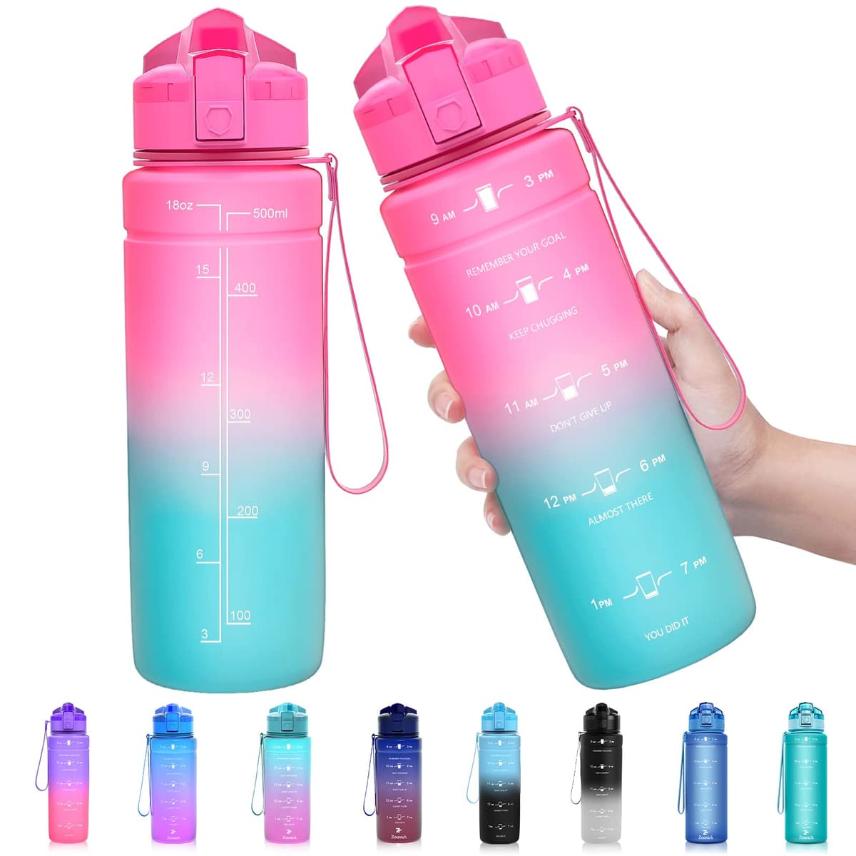 ZOUNICH Botella Agua Deporte, Botella Agua Niños sin BPA Reutilizable Plástico Tritan - 500 ml / 700 ml / 1 l, Cantimploras para Te con Filtro, para Infantil, Gimnasio, Bicicleta — view 27