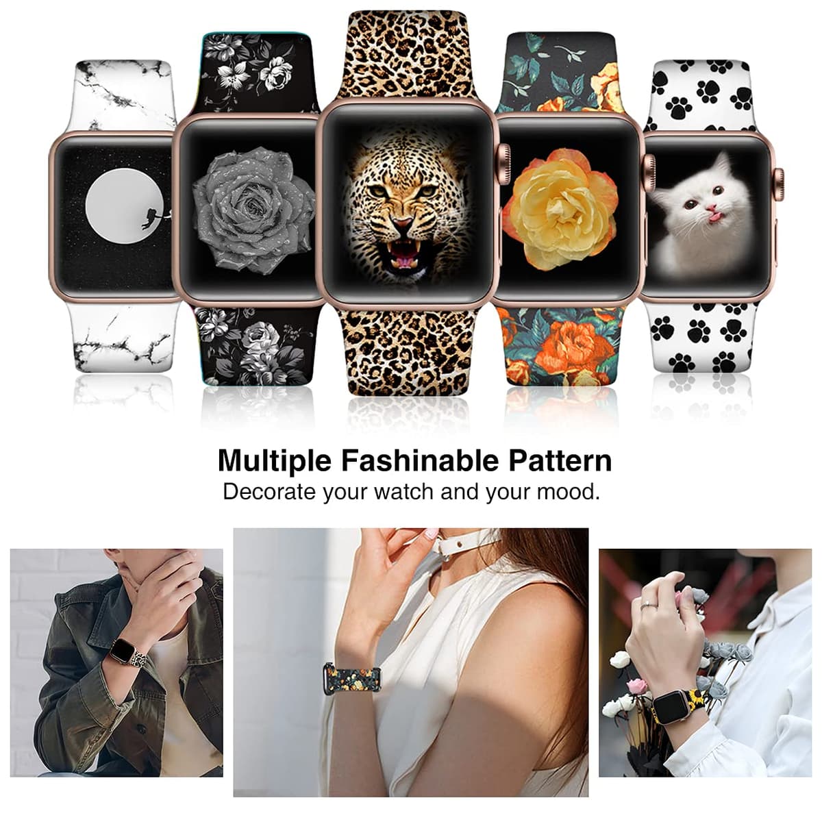 Wepro Strap Compatible with Apple Watch Strap 45mm 44mm 42mm 46mm 49mm, Pattern Printed Soft Silicone Wrist Bands for Apple Watch SE/Ultra/Ultra 2/iWatch Series 10/9/8/7/6/5/4/3/2/1, Colorful Cloud — view 7