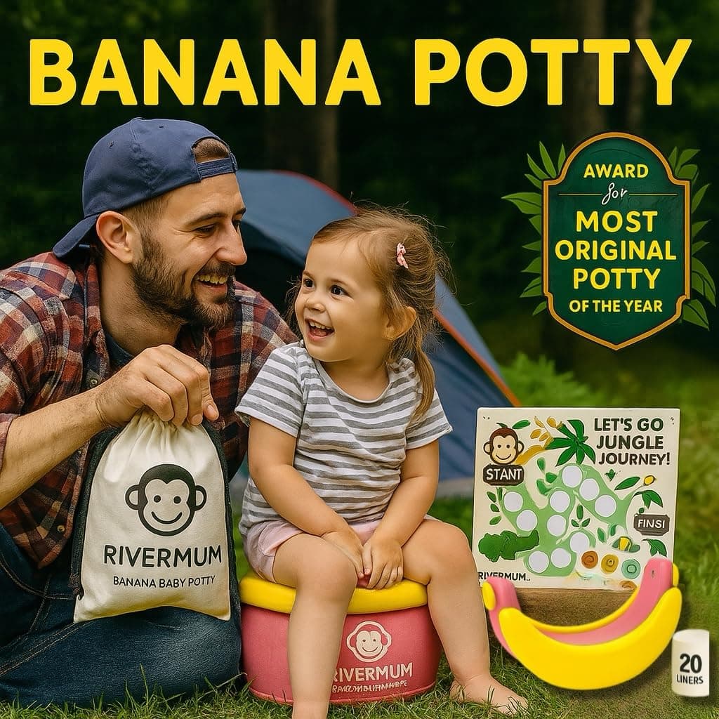 Kit Orinal Portatil Niños Plegable Banana XL, Orinal Infantil Pórtatil para viajes o casa, WC Inodoro portatil Niños, Potty Training, Incluye Bolsas, Pegatinas y Cacalendario (ROSA) — view 4