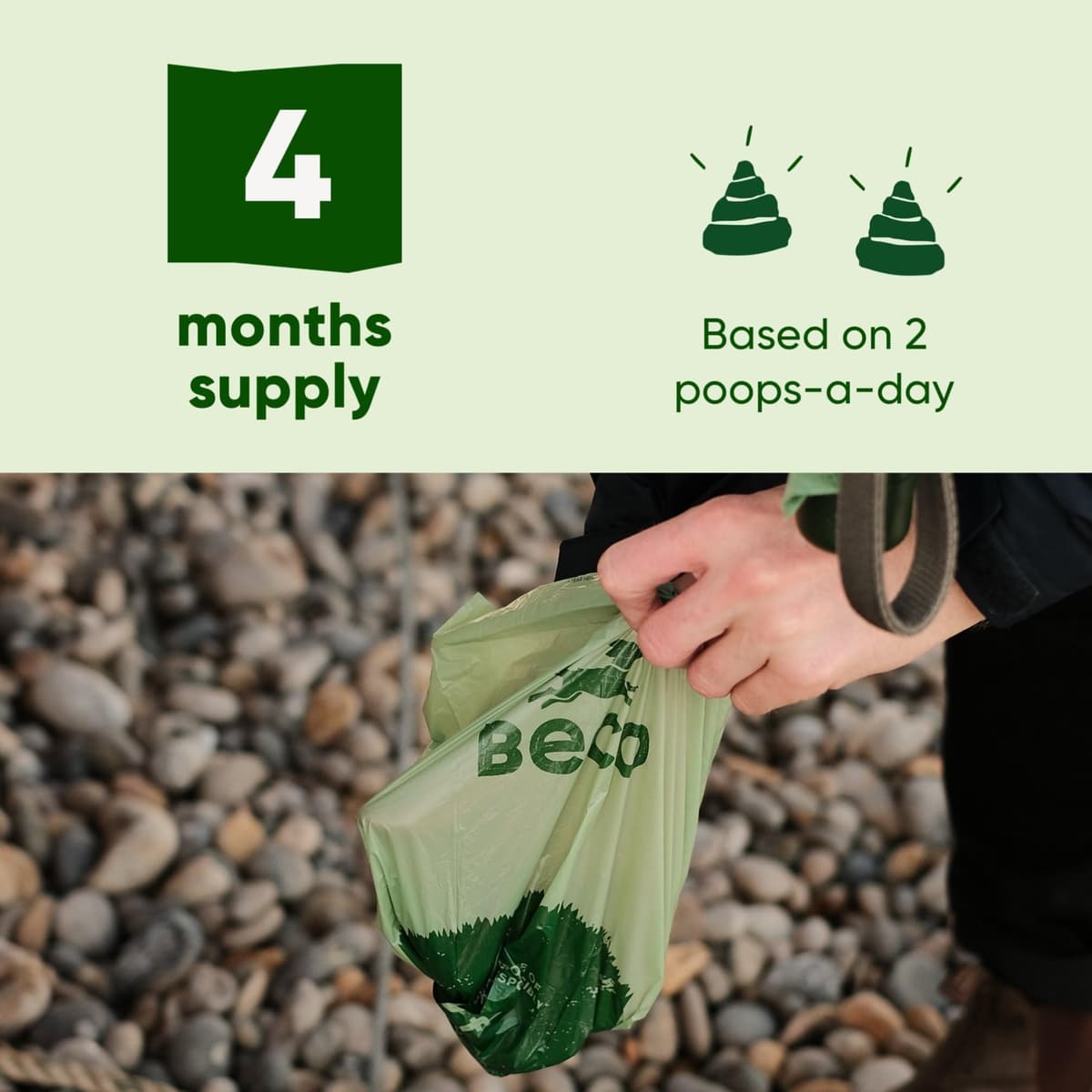 Beco Dog Poo Bags - Strong, Leakproof & Large - 94% Recycled Plastic, Extra Thick Dog Poop Bags, Heavy Duty - Unscented Refill Rolls, 270 Count — view 6