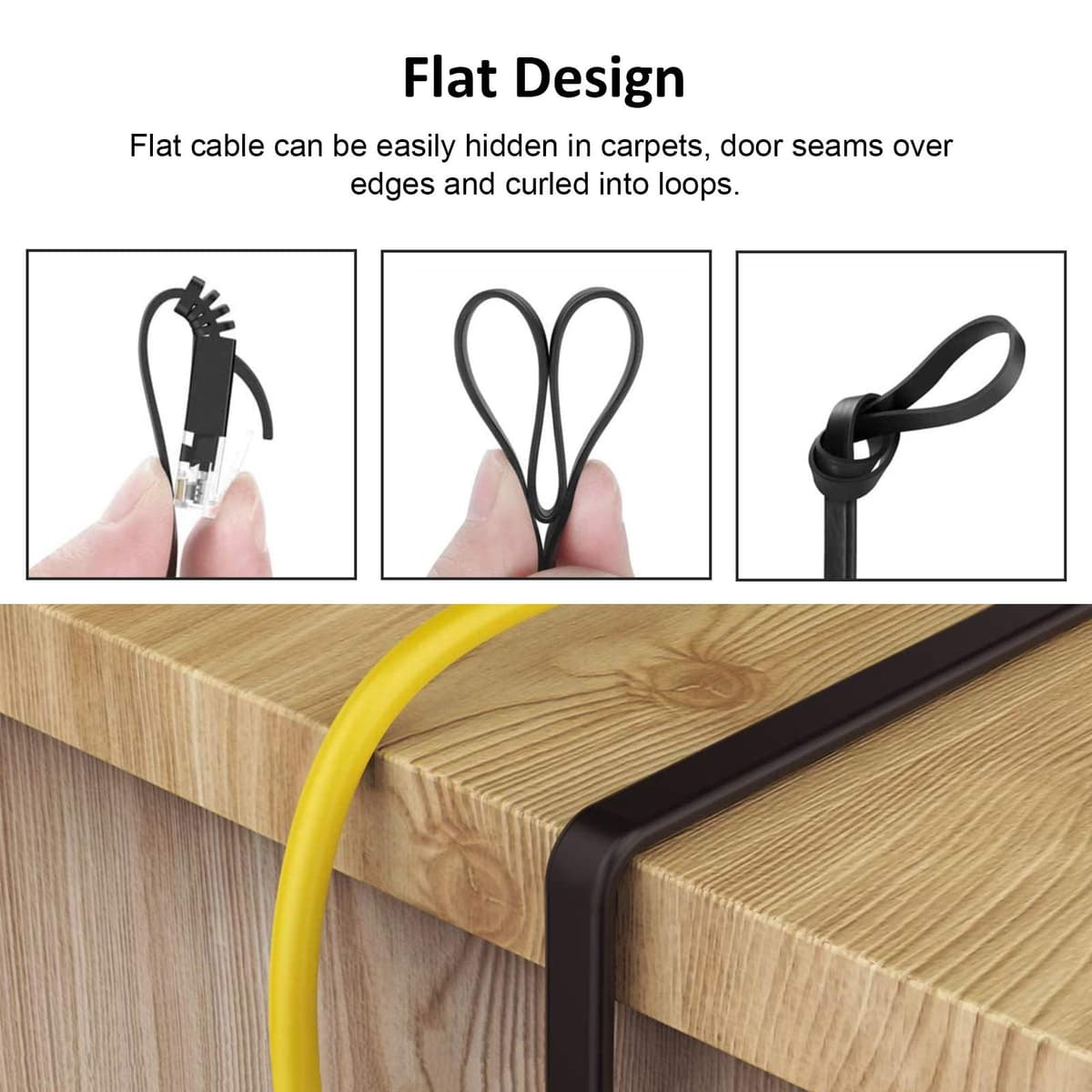 Yauhody CAT 6 Ethernet Cable 0.5m Black 6Pack Network Cable High Speed CAT6 Ethernet Patch Leads 0.5m Lan Cable CAT6 Gigabit Internet LAN Patch Cable for TV Gaming Router(6Pack Black) — view 5