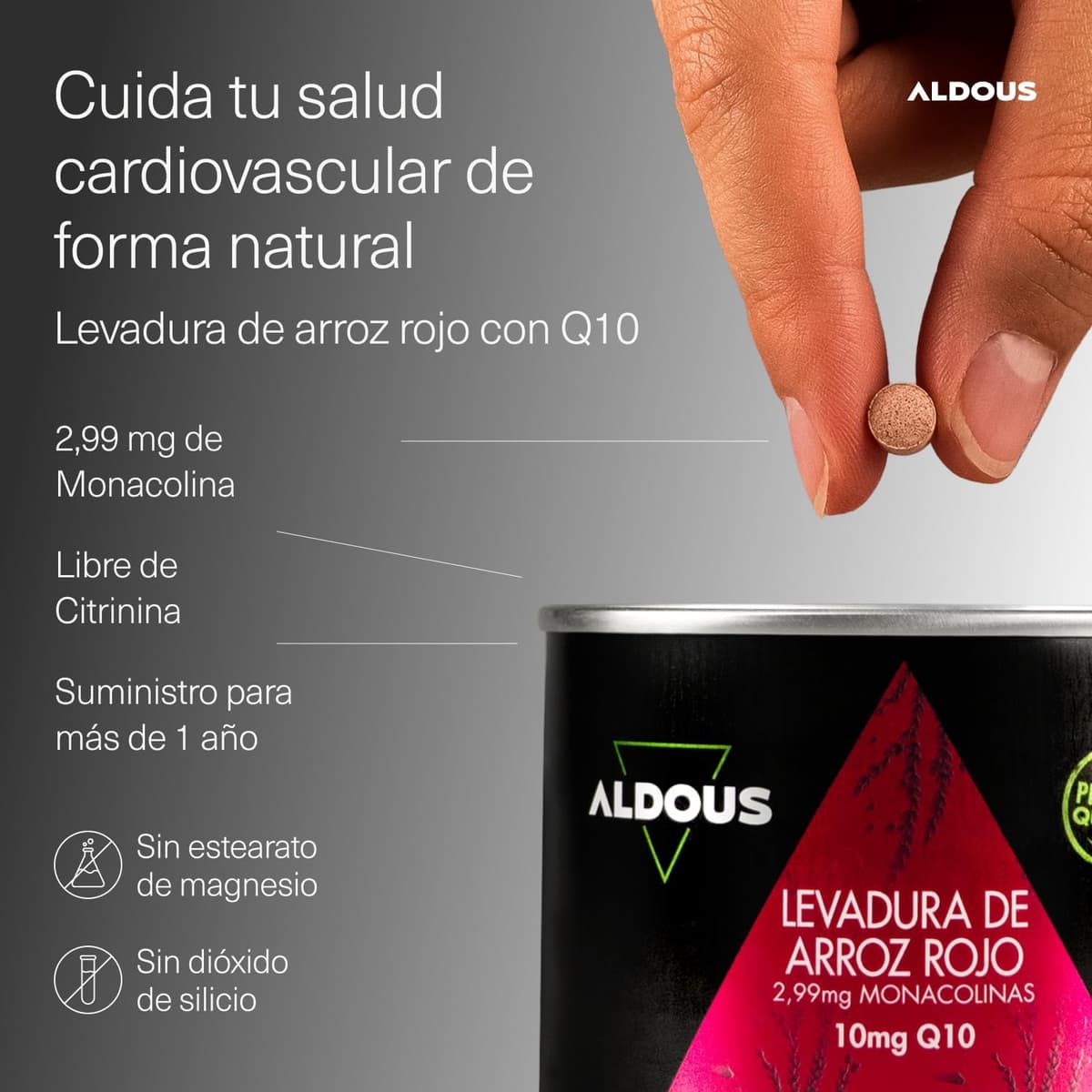 Levadura de Arroz Rojo Coenzima Q10 Baja tu Colesterol - 400 Comprimidos - Función Normal del Corazón - Para Más de 1 Año - 2