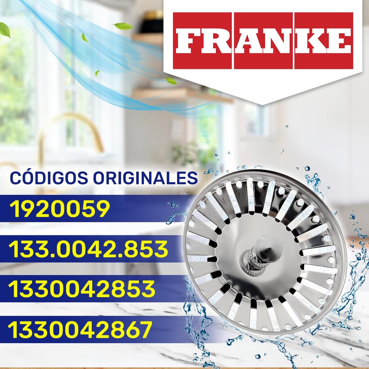 Tapon Fregadero Cocina Universal Ø 84 mm H 18 mm en Acero Inoxidable con Código Original 133.0042.853 1330042853 1330042867 1920059 para Franke - Made IN Italy - MONTERAL — view 2